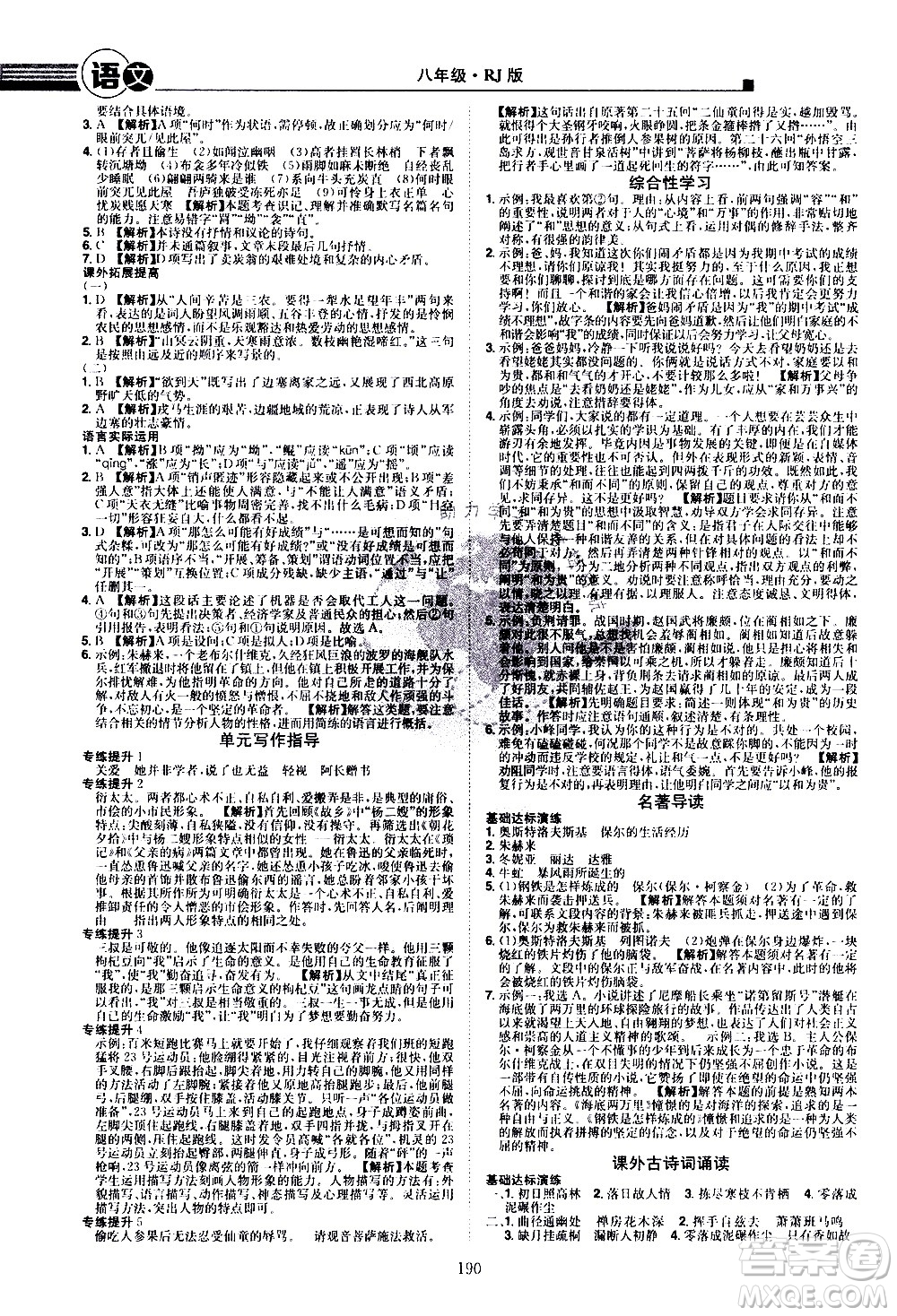 江西美術(shù)出版社2021學(xué)海風(fēng)暴語(yǔ)文八年級(jí)下冊(cè)RJ人教版答案