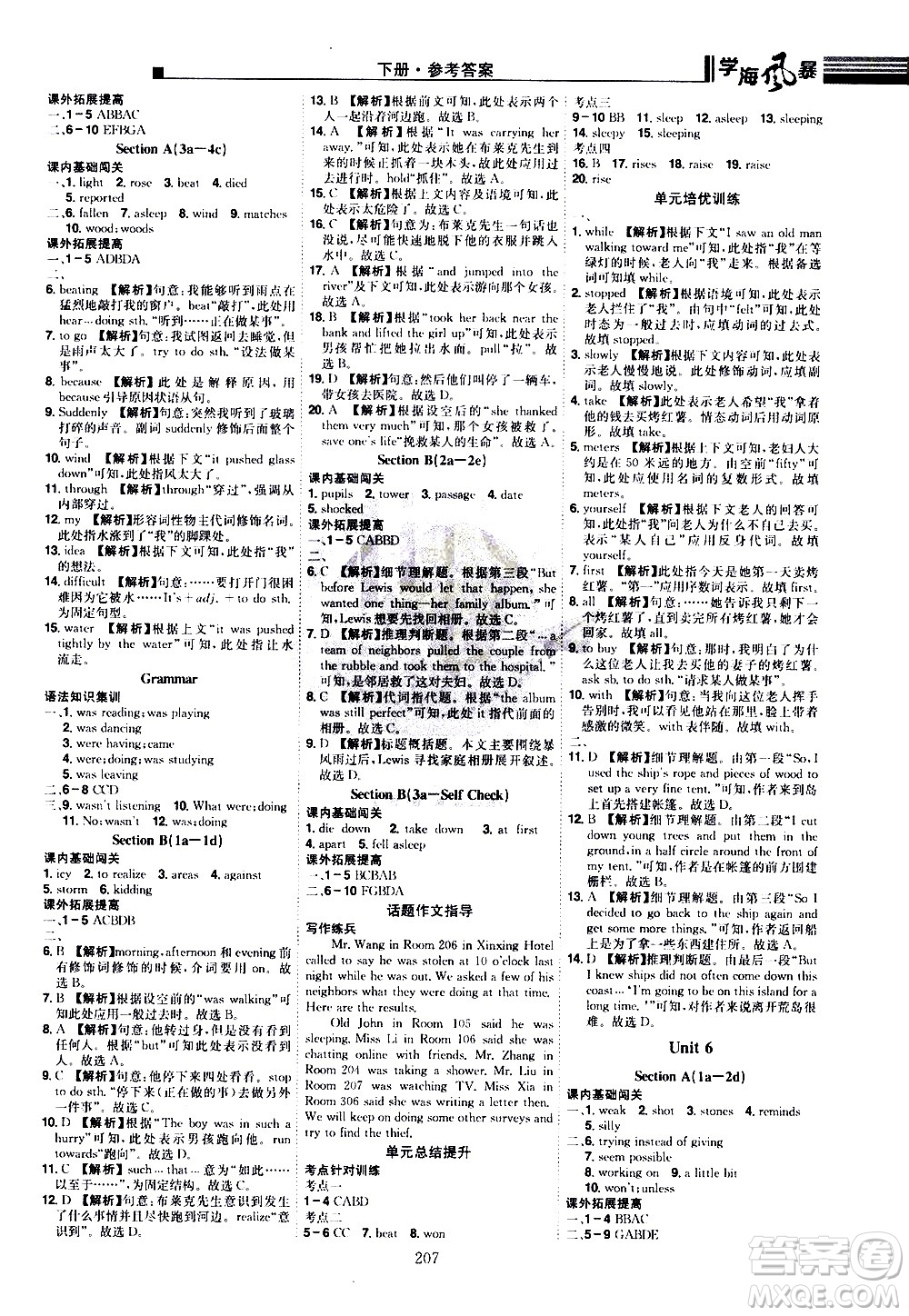 江西美術(shù)出版社2021學(xué)海風(fēng)暴英語(yǔ)八年級(jí)下冊(cè)RJ人教版答案