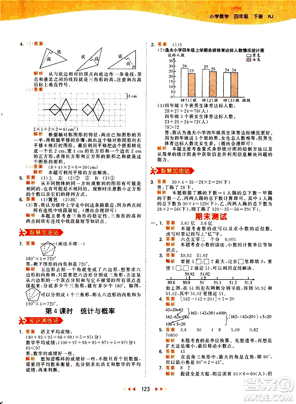 教育科學(xué)出版社2021春季53天天練小學(xué)數(shù)學(xué)四年級(jí)下冊RJ人教版答案