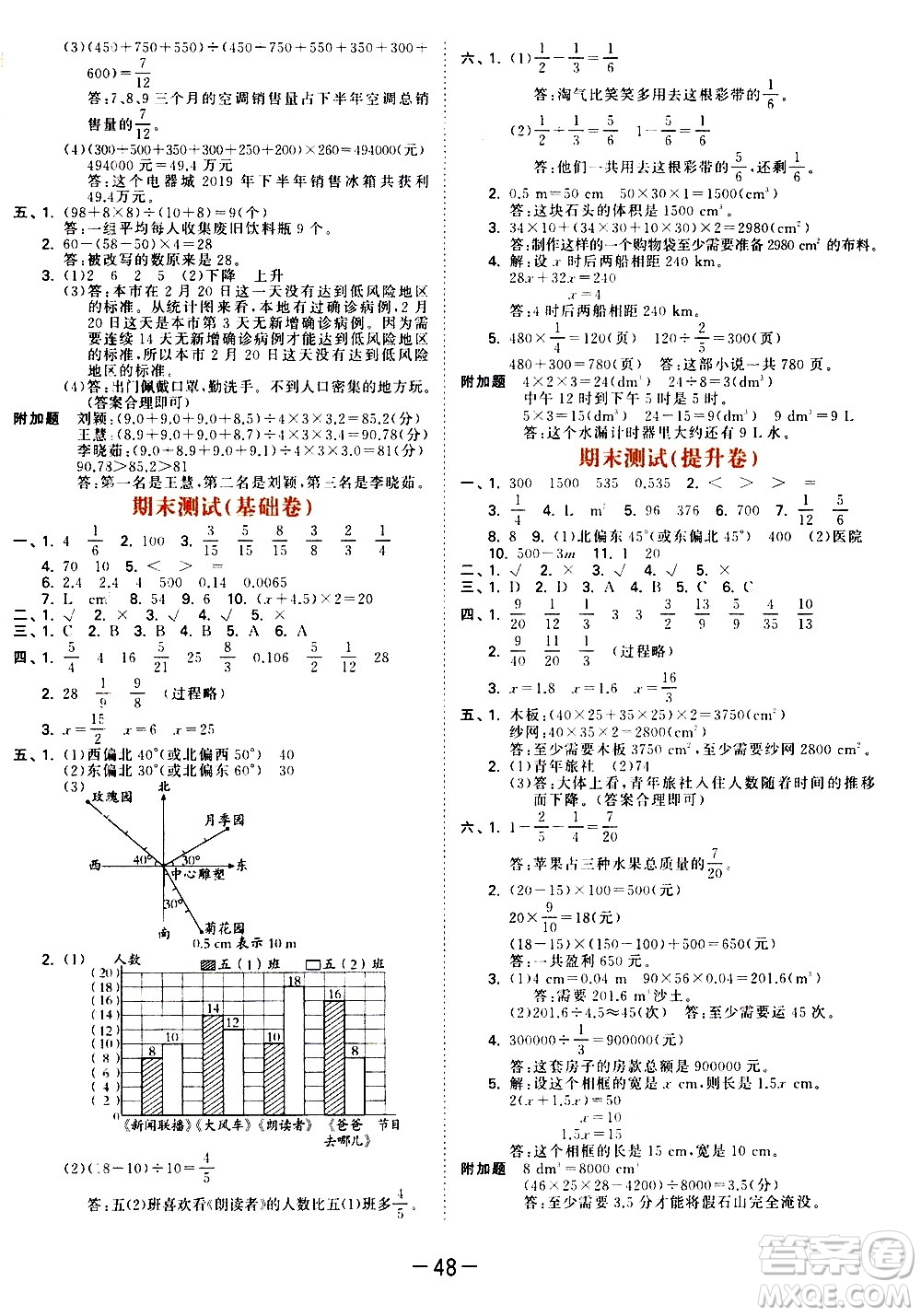 教育科學出版社2021春季53天天練測評卷小學數(shù)學五年級下冊BSD北師大版答案