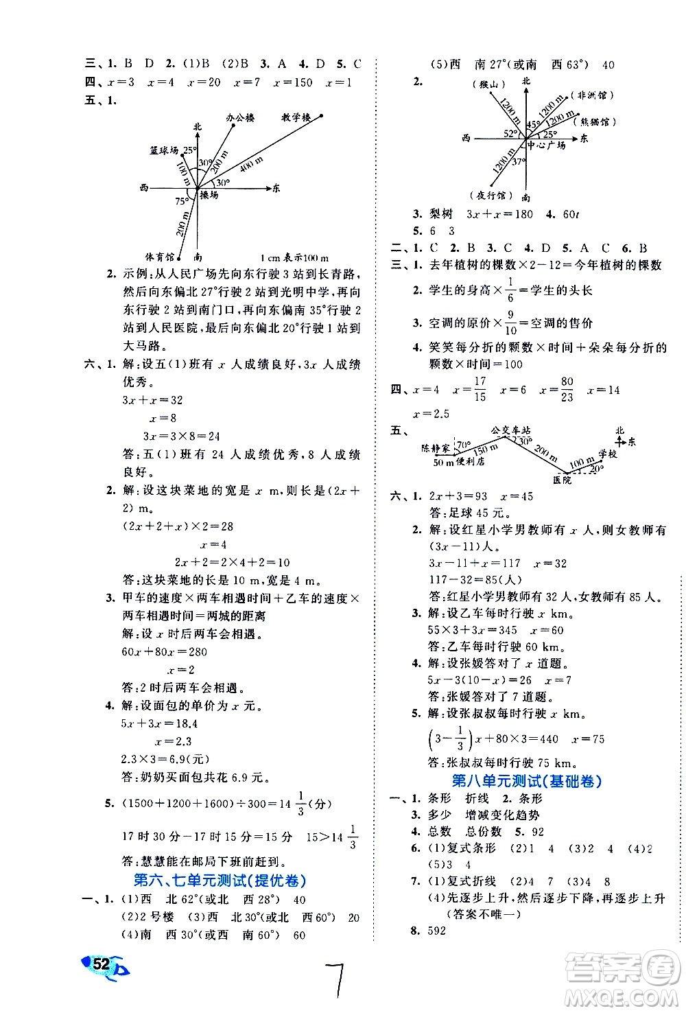 西安出版社2021春季53全優(yōu)卷小學(xué)數(shù)學(xué)五年級(jí)下冊(cè)BSD北師大版答案