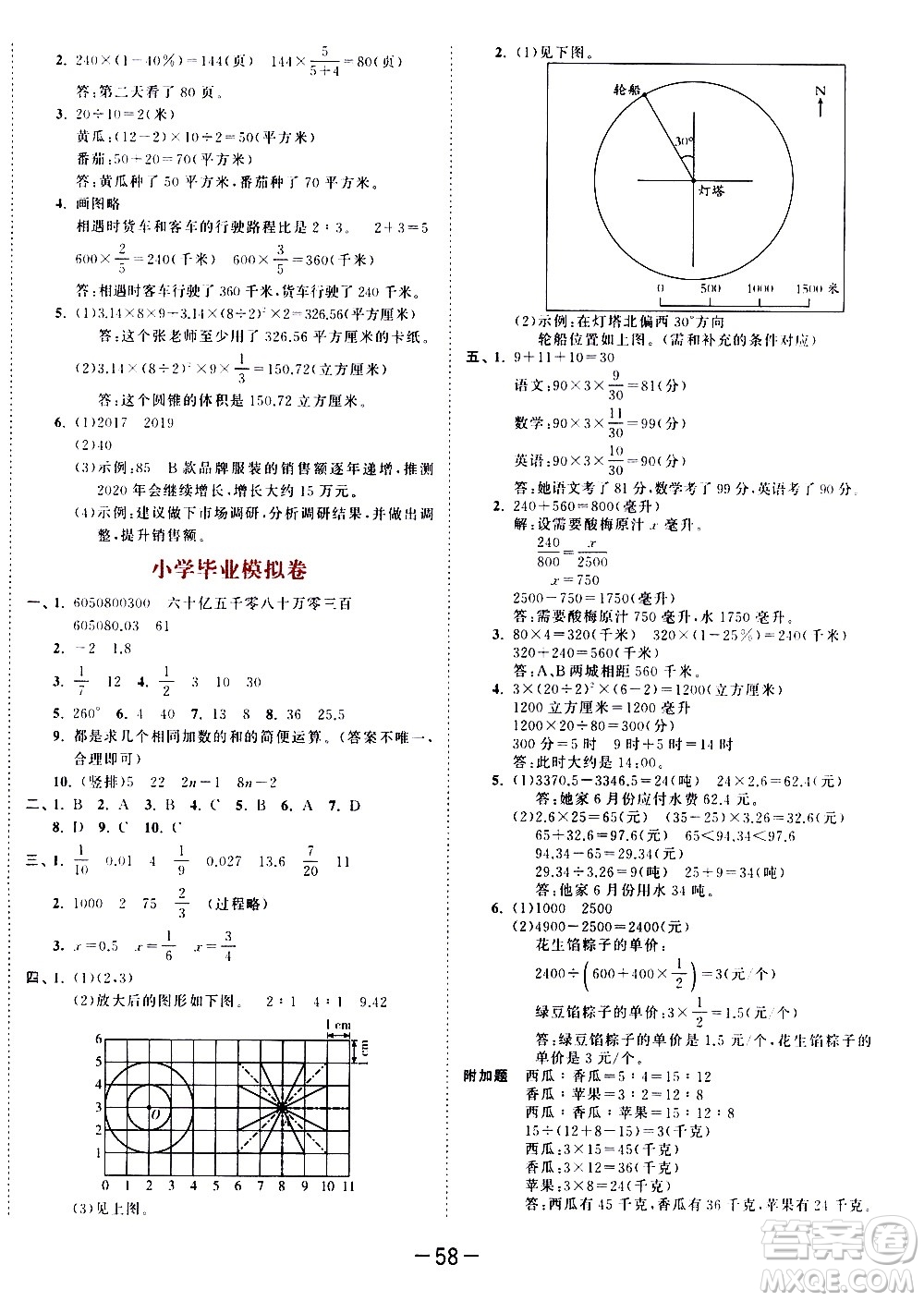 教育科學出版社2021春季53天天練測評卷小學數(shù)學六年級下冊SJ蘇教版答案