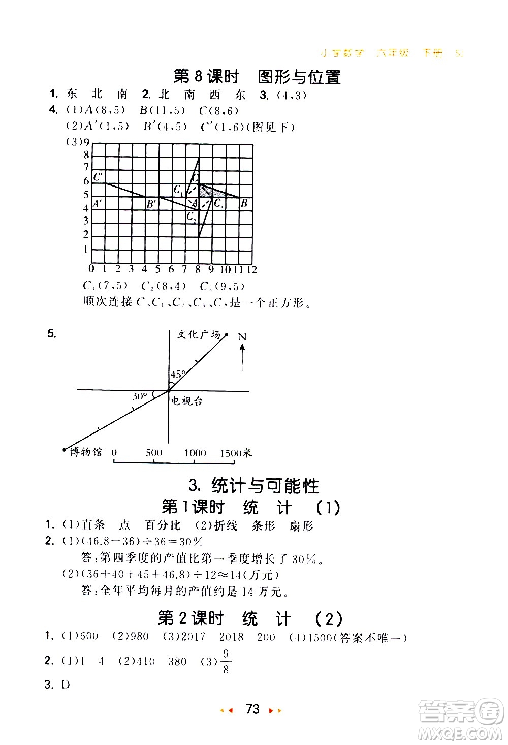 教育科學(xué)出版社2021春季53隨堂測小學(xué)數(shù)學(xué)六年級下冊SJ蘇教版答案