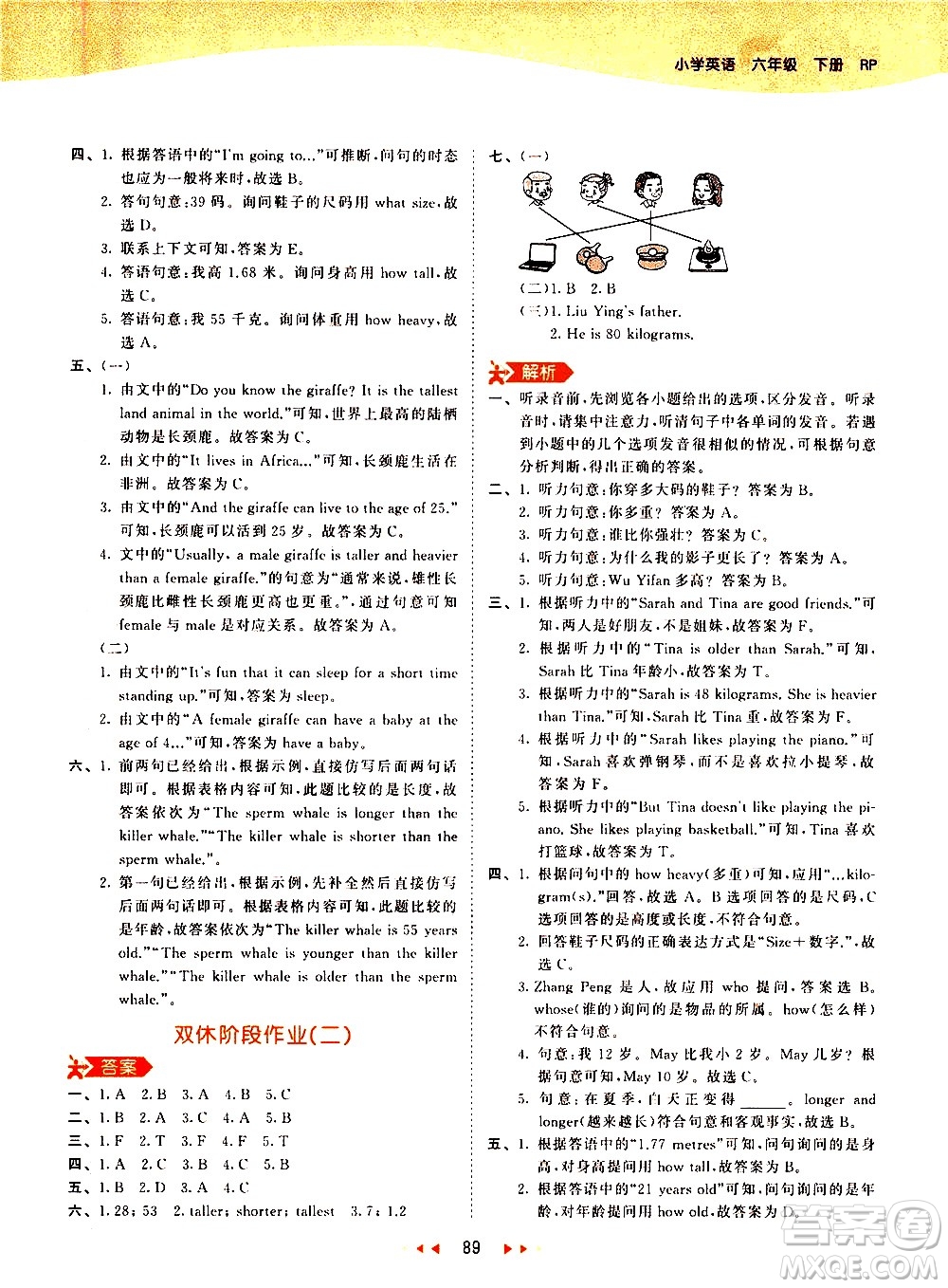 教育科學(xué)出版社2021春季53天天練小學(xué)英語六年級(jí)下冊(cè)RP人教版答案