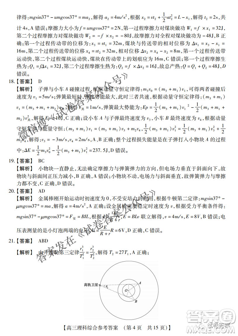 內(nèi)蒙古2021高三年級(jí)三月模擬調(diào)研卷理科綜合試題及答案