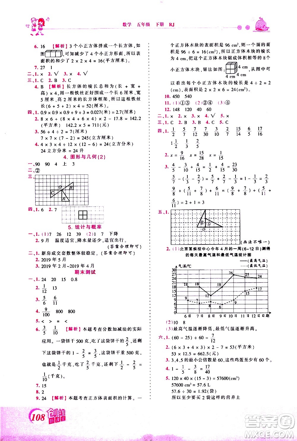 江西人民出版社2021王朝霞創(chuàng)維新課堂數(shù)學(xué)五年級下冊RJ人教版答案