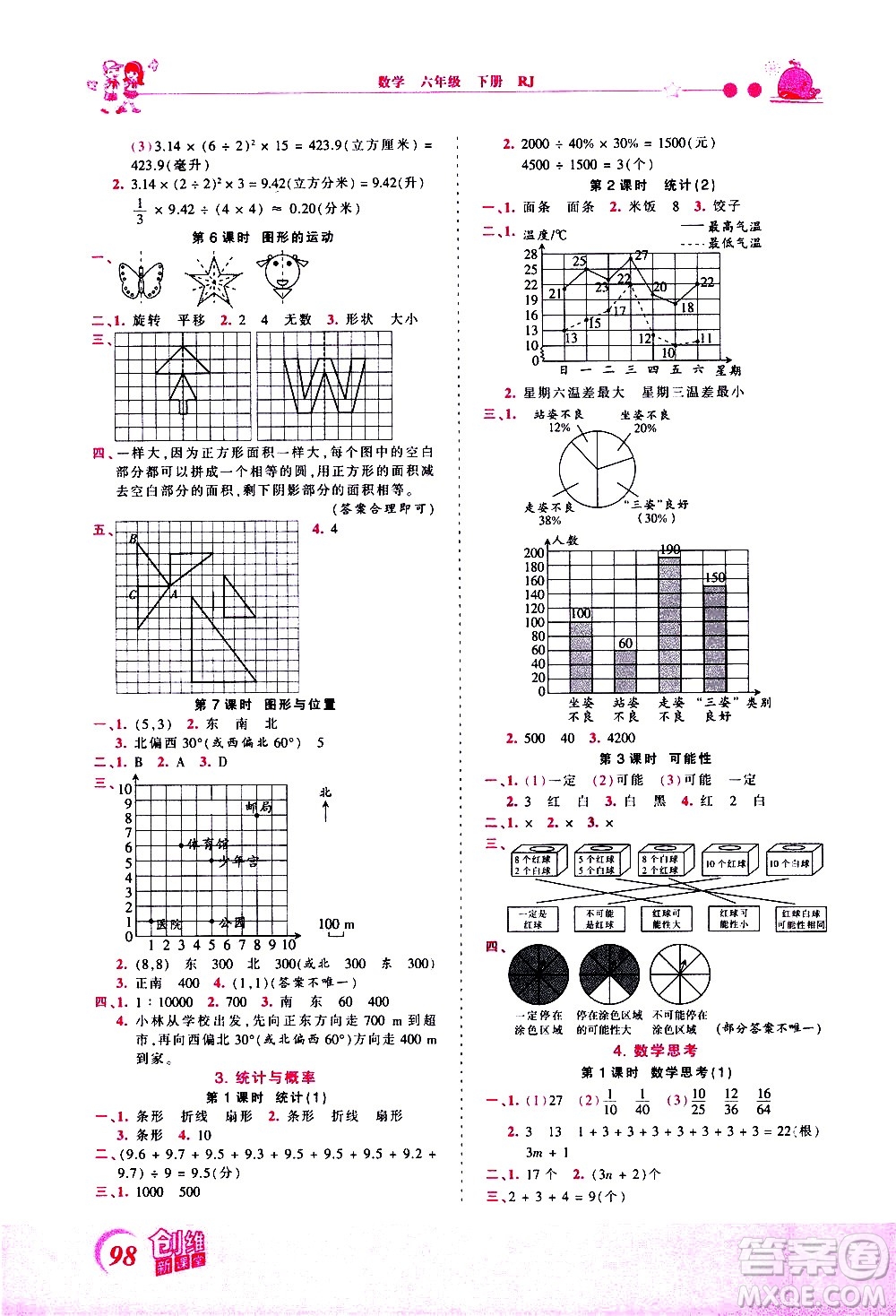 江西人民出版社2021王朝霞創(chuàng)維新課堂數(shù)學(xué)六年級(jí)下冊(cè)RJ人教版答案