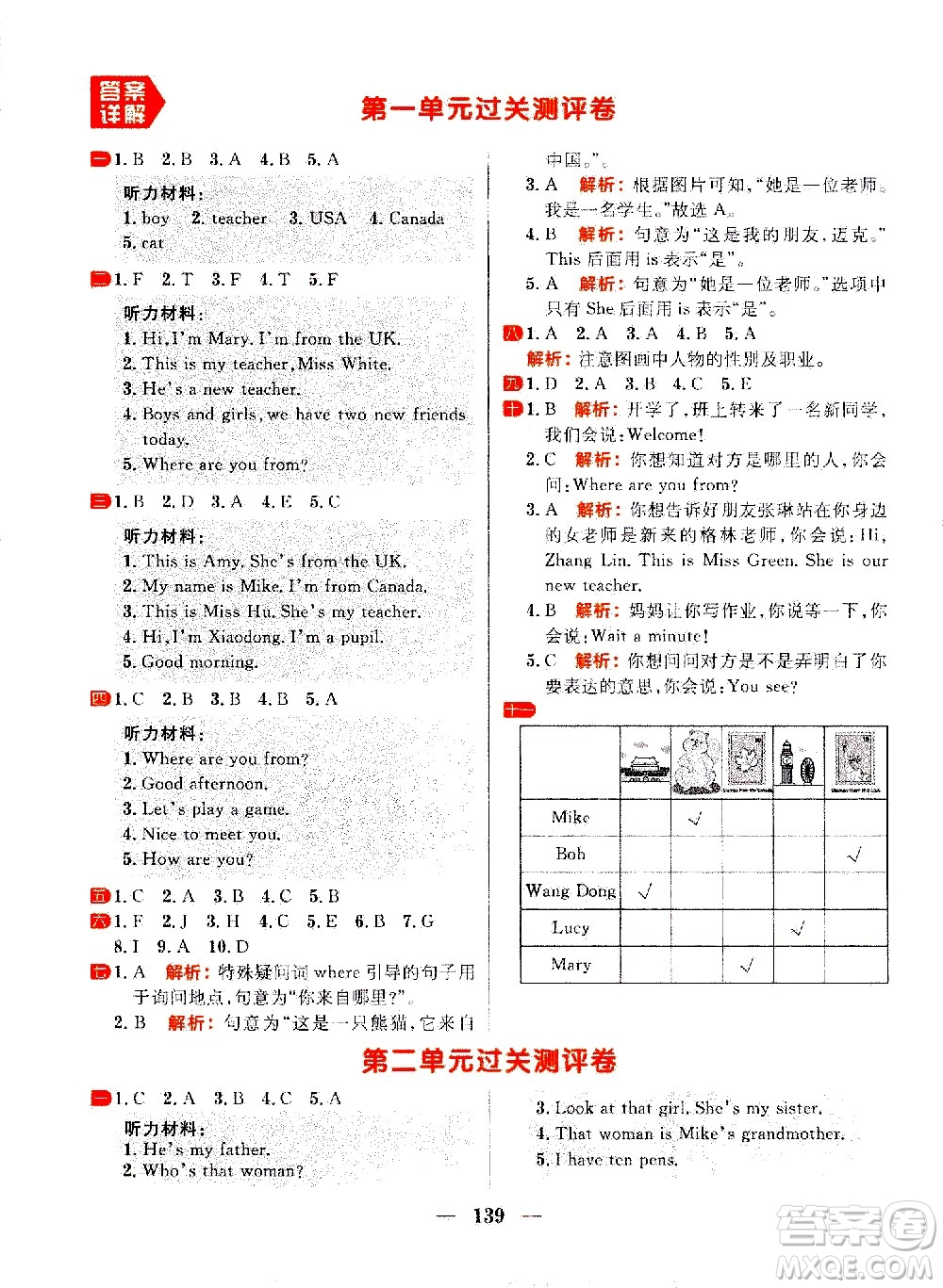 延邊大學(xué)出版社2021春陽光計劃過關(guān)測評卷英語三年級下冊RJ人教版答案