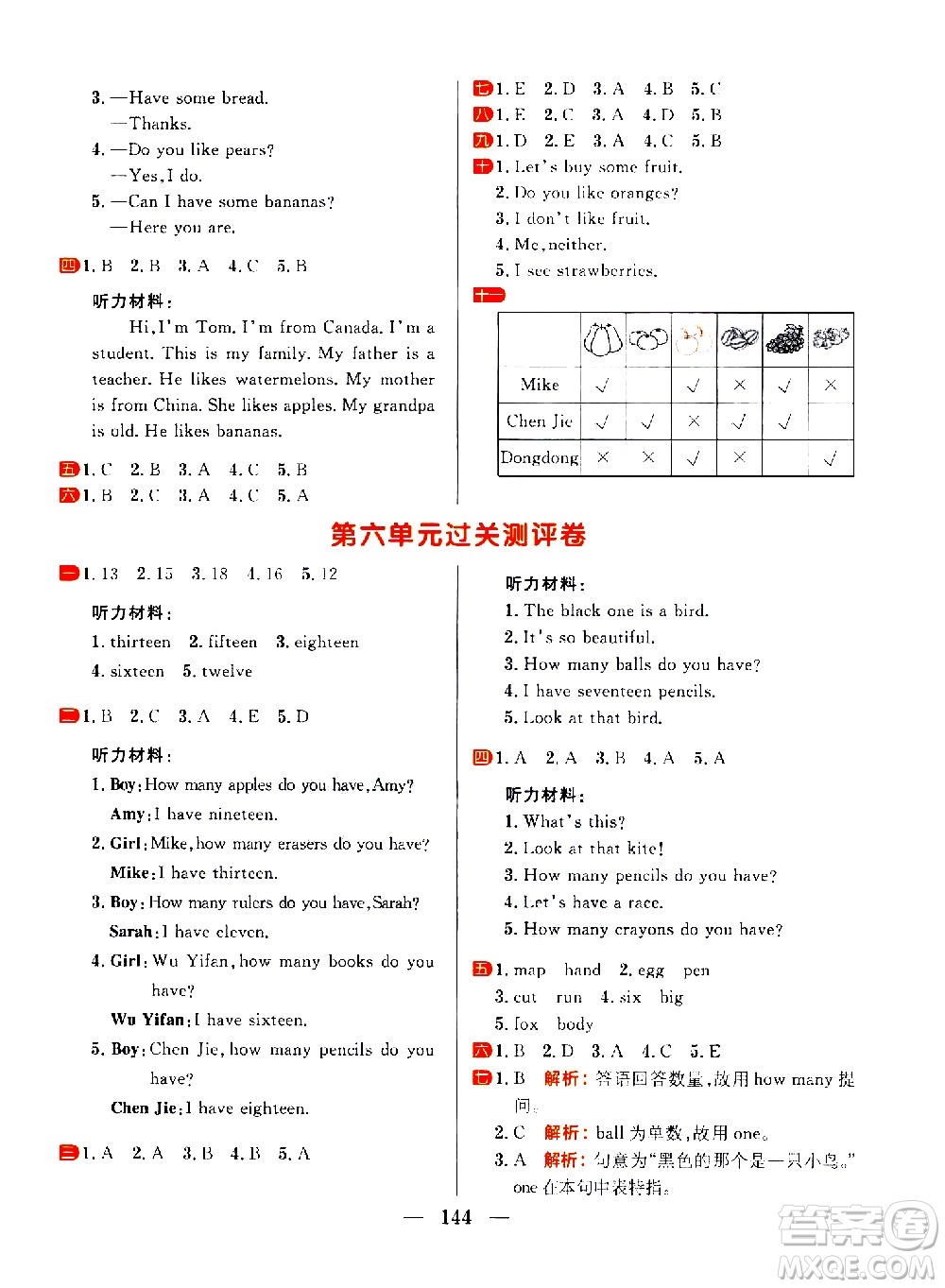 延邊大學(xué)出版社2021春陽光計劃過關(guān)測評卷英語三年級下冊RJ人教版答案