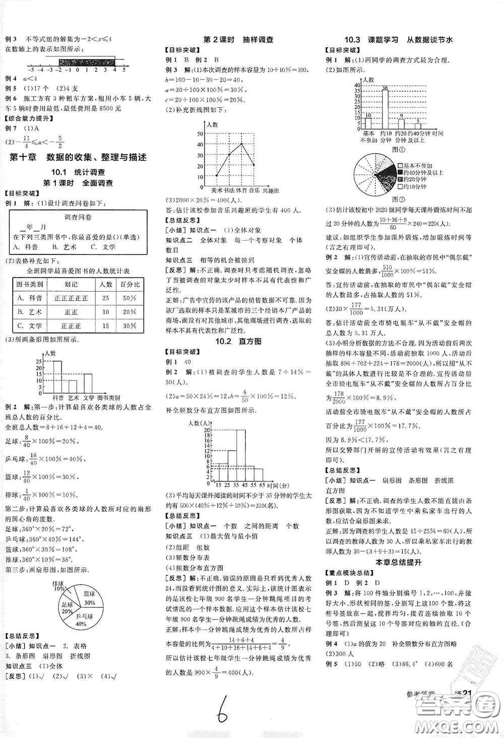 陽光出版社2021春全品學(xué)練考聽課手冊七年級數(shù)學(xué)下冊新課標人教版江西省專用答案