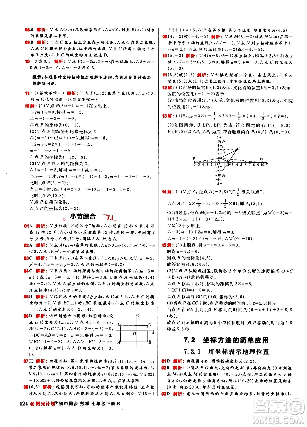 黑龍江教育出版社2021春陽光計(jì)劃初中同步數(shù)學(xué)七年級(jí)下冊(cè)R人教版答案