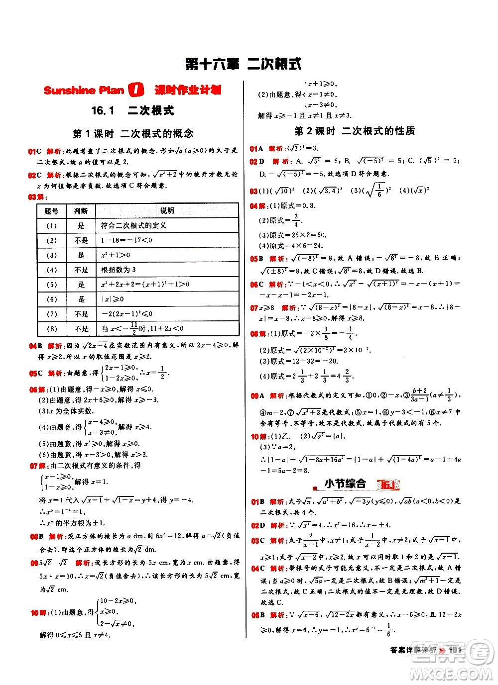 黑龍江教育出版社2021春陽光計劃初中同步數(shù)學(xué)八年級下冊R人教版答案