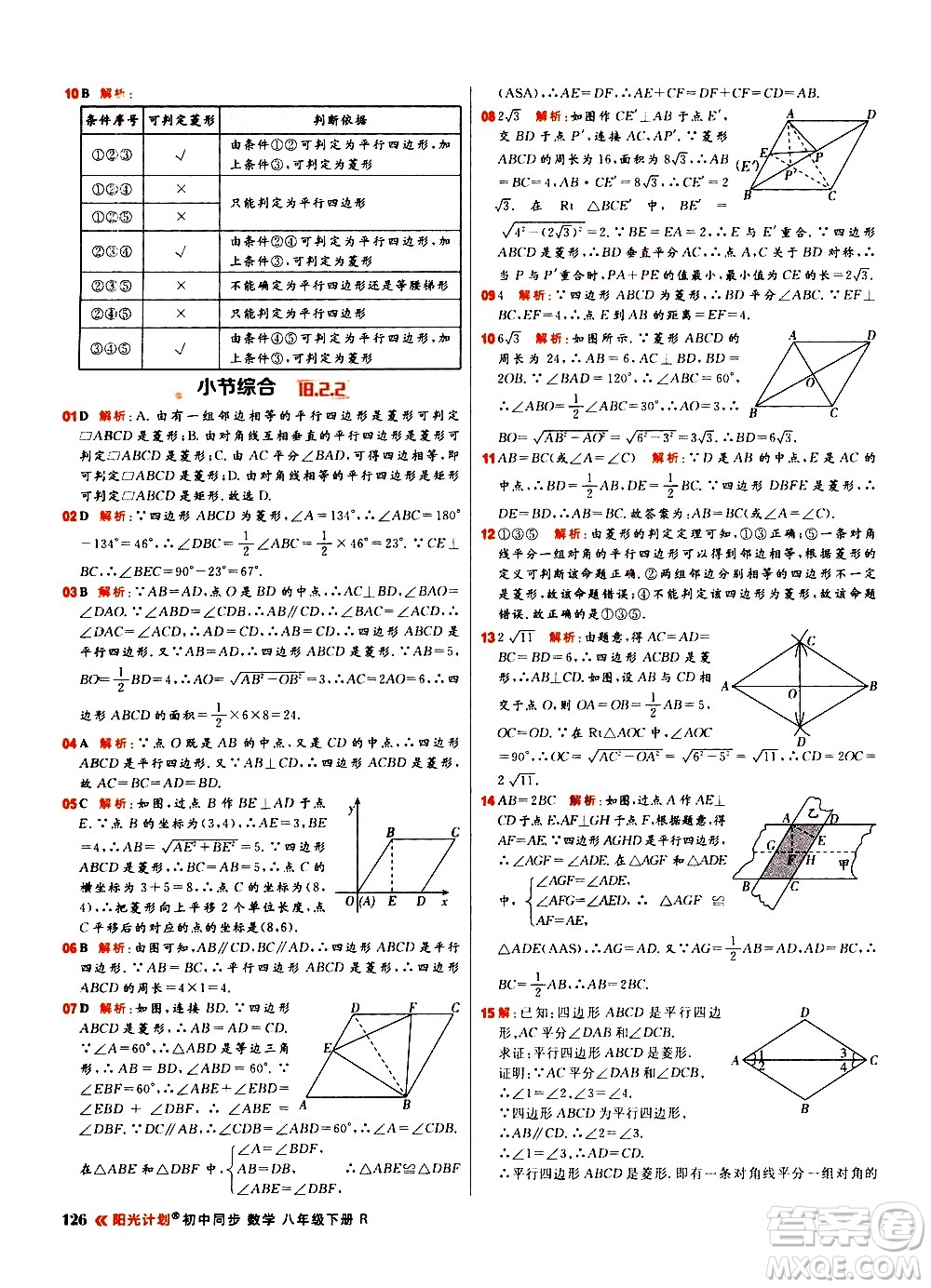 黑龍江教育出版社2021春陽光計劃初中同步數(shù)學(xué)八年級下冊R人教版答案