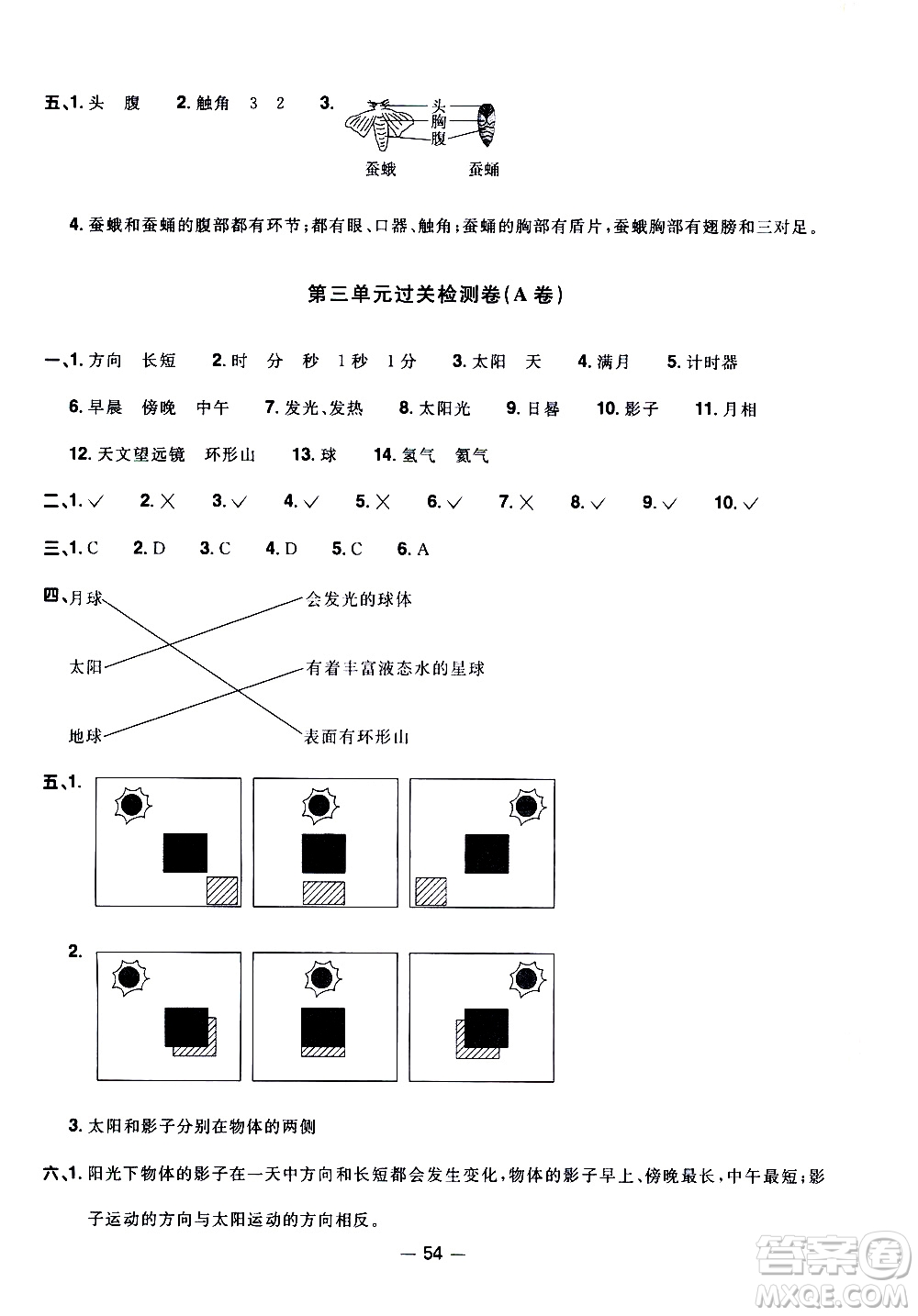 江西教育出版社2021陽光同學(xué)一線名師全優(yōu)好卷科學(xué)三年級(jí)下冊(cè)JK教科版答案