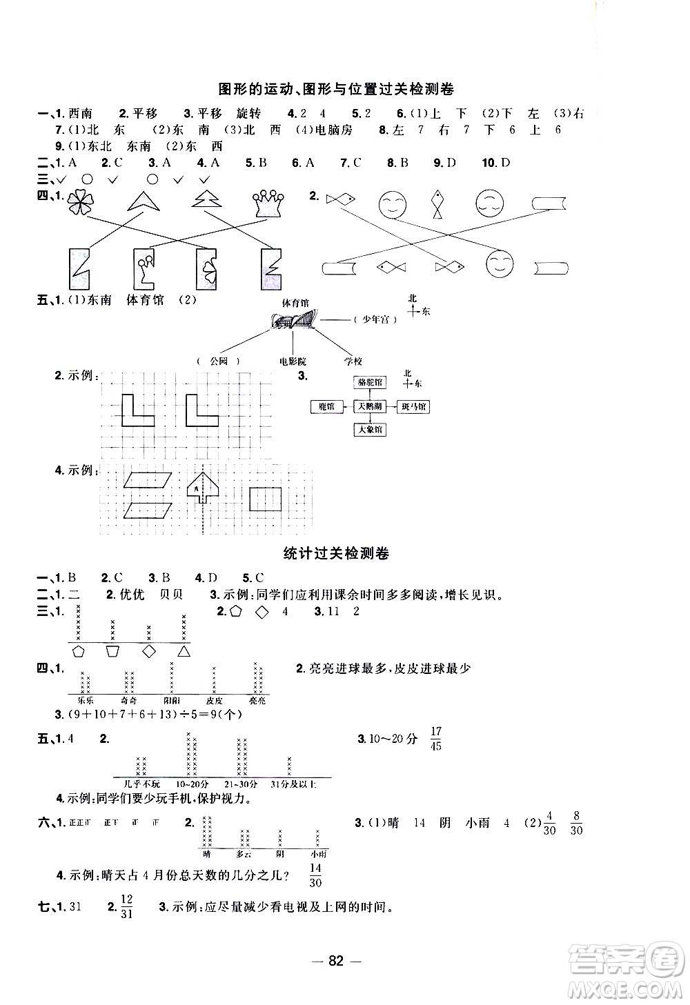 江西教育出版社2021陽(yáng)光同學(xué)一線名師全優(yōu)好卷數(shù)學(xué)三年級(jí)下冊(cè)BS北師大版答案