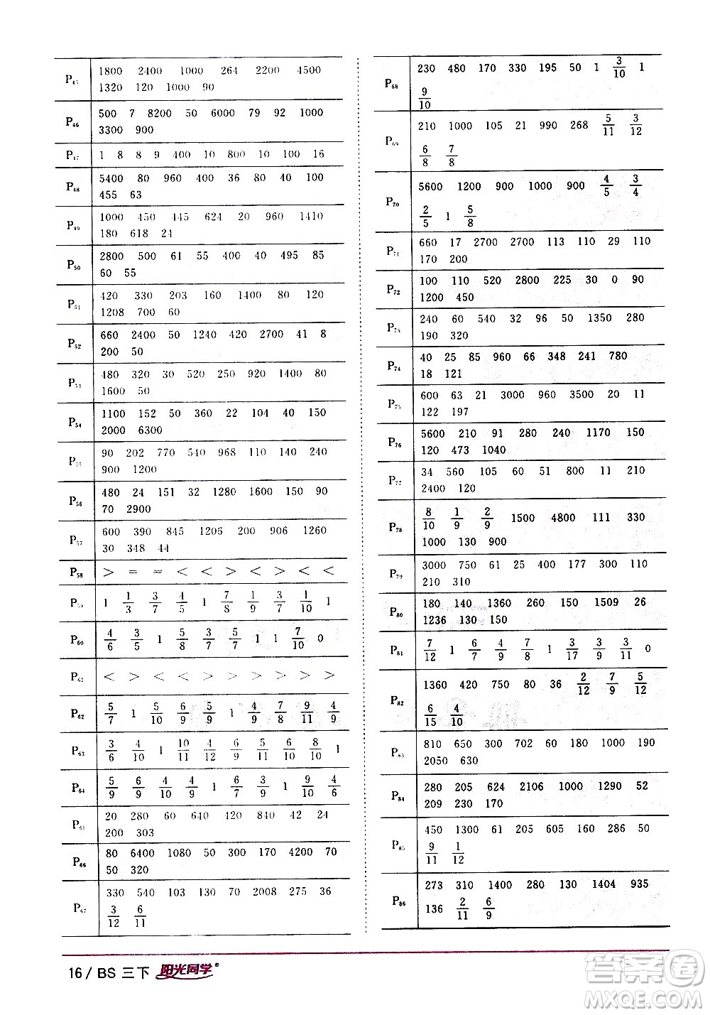 江西教育出版社2021陽(yáng)光同學(xué)課時(shí)優(yōu)化作業(yè)數(shù)學(xué)三年級(jí)下冊(cè)BS北師大版答案