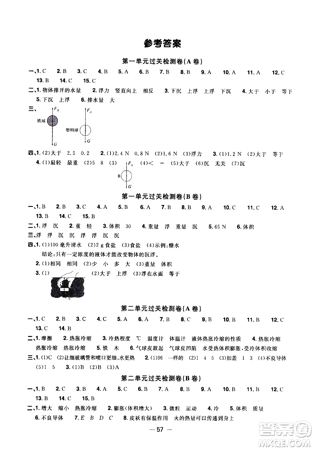 江西教育出版社2021陽(yáng)光同學(xué)一線名師全優(yōu)好卷科學(xué)五年級(jí)下冊(cè)JK教科版答案