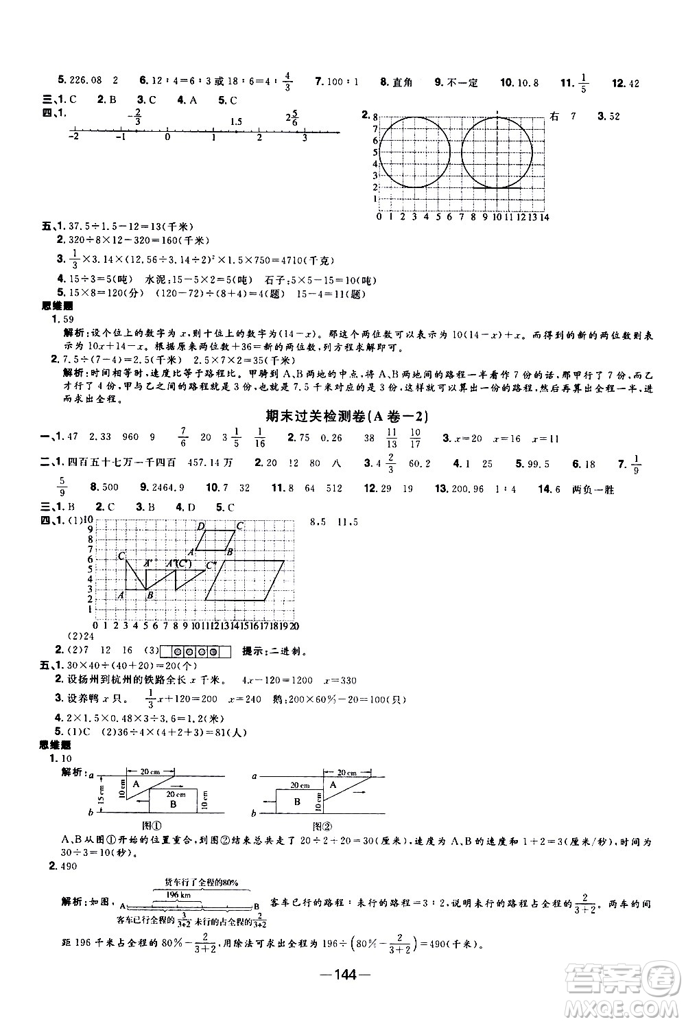 江西教育出版社2021陽光同學一線名師全優(yōu)好卷數(shù)學六年級下冊SJ蘇教版答案