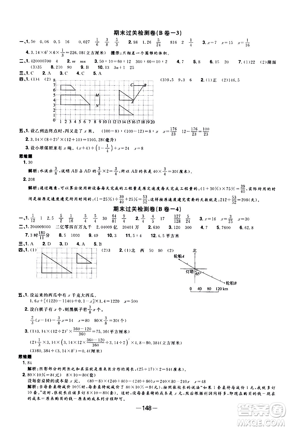 江西教育出版社2021陽光同學一線名師全優(yōu)好卷數(shù)學六年級下冊SJ蘇教版答案