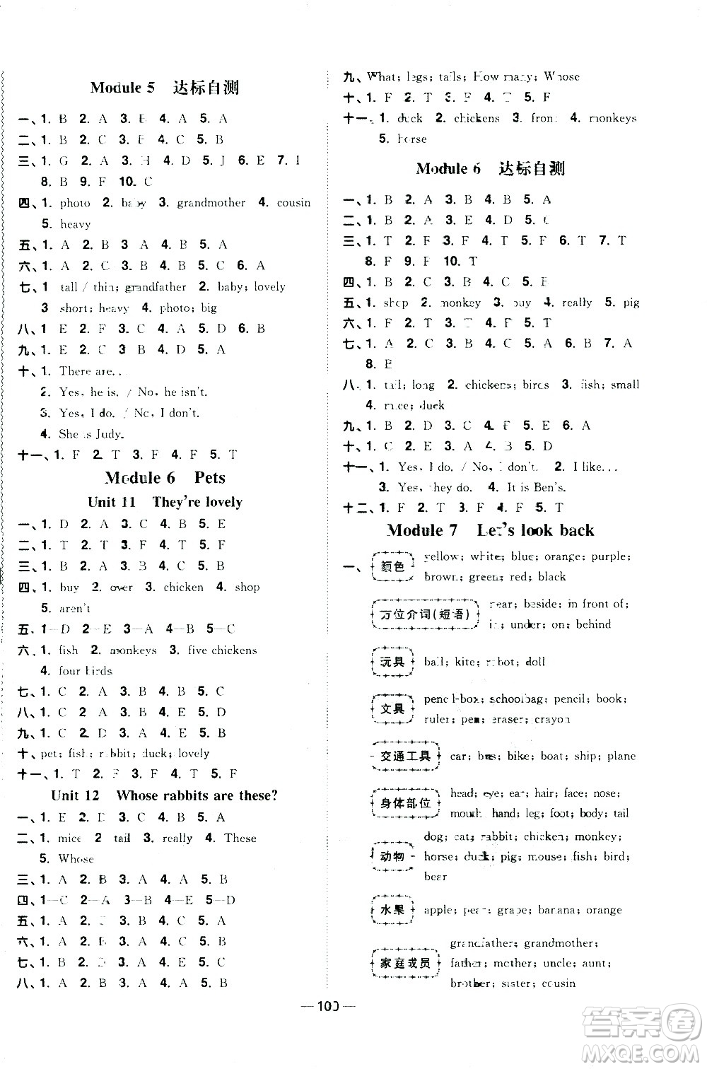 江西教育出版社2021陽光同學(xué)課時優(yōu)化作業(yè)英語三年級下冊教育科學(xué)版答案