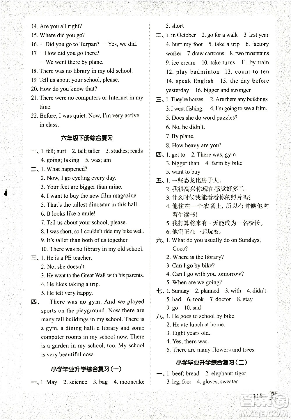 江西教育出版社2021陽(yáng)光同學(xué)默寫(xiě)小達(dá)人英語(yǔ)六年級(jí)下冊(cè)PEP人教版答案