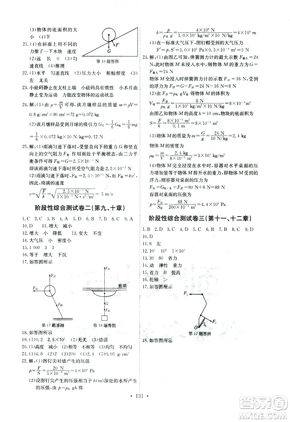 湖北少年兒童出版社2021長(zhǎng)江全能學(xué)案同步練習(xí)冊(cè)物理八年級(jí)下冊(cè)人教版答案