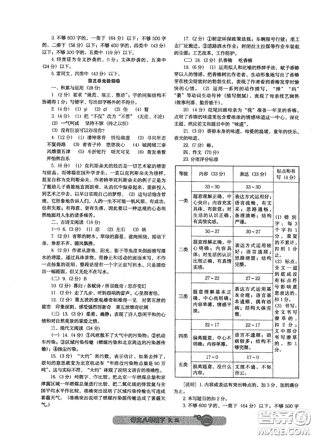 遼寧教育出版社2021尖子生新課堂課時作業(yè)八年級語文下冊人教版答案