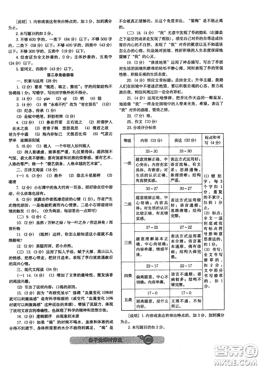 遼寧教育出版社2021尖子生新課堂課時作業(yè)八年級語文下冊人教版答案