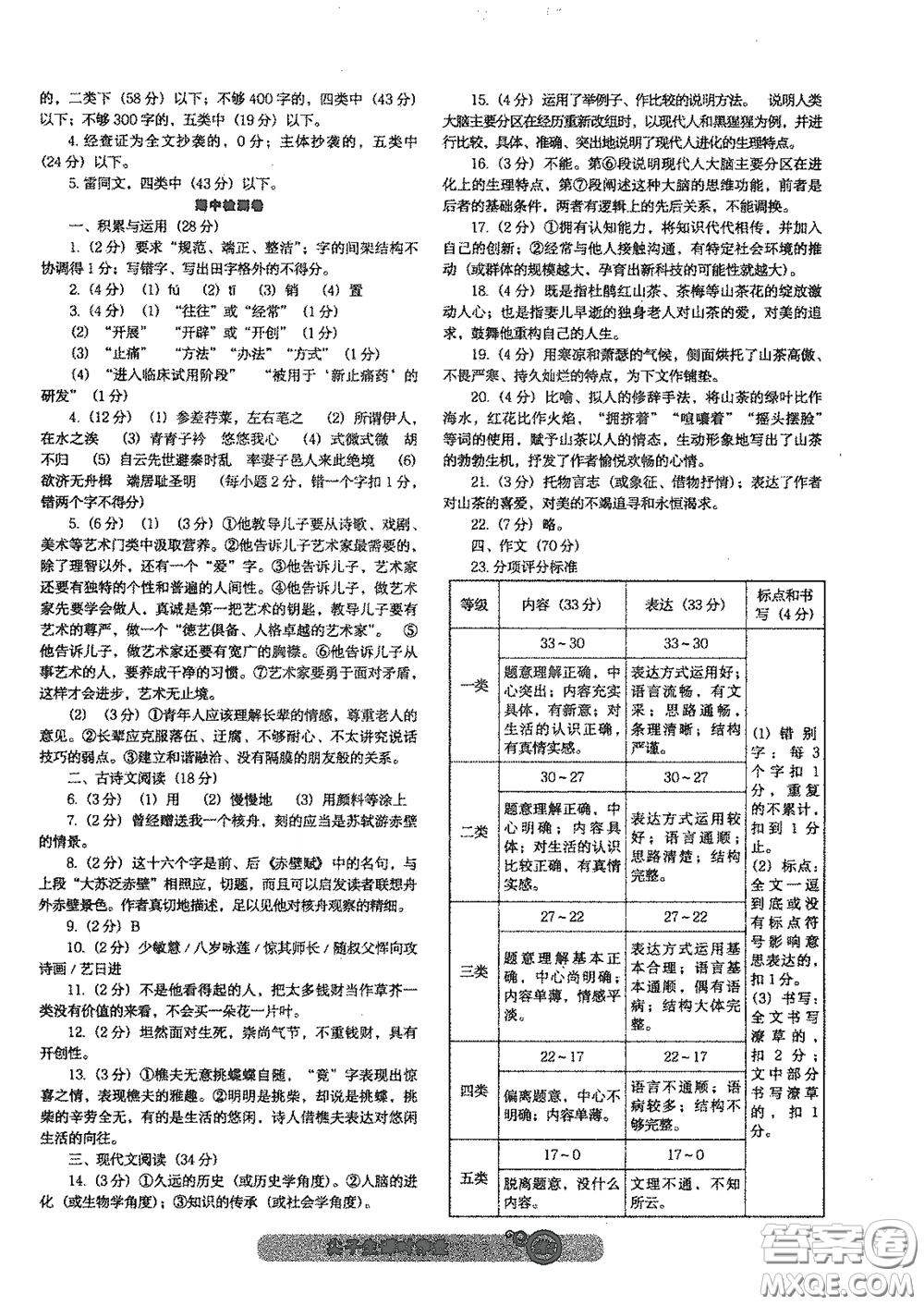 遼寧教育出版社2021尖子生新課堂課時作業(yè)八年級語文下冊人教版答案