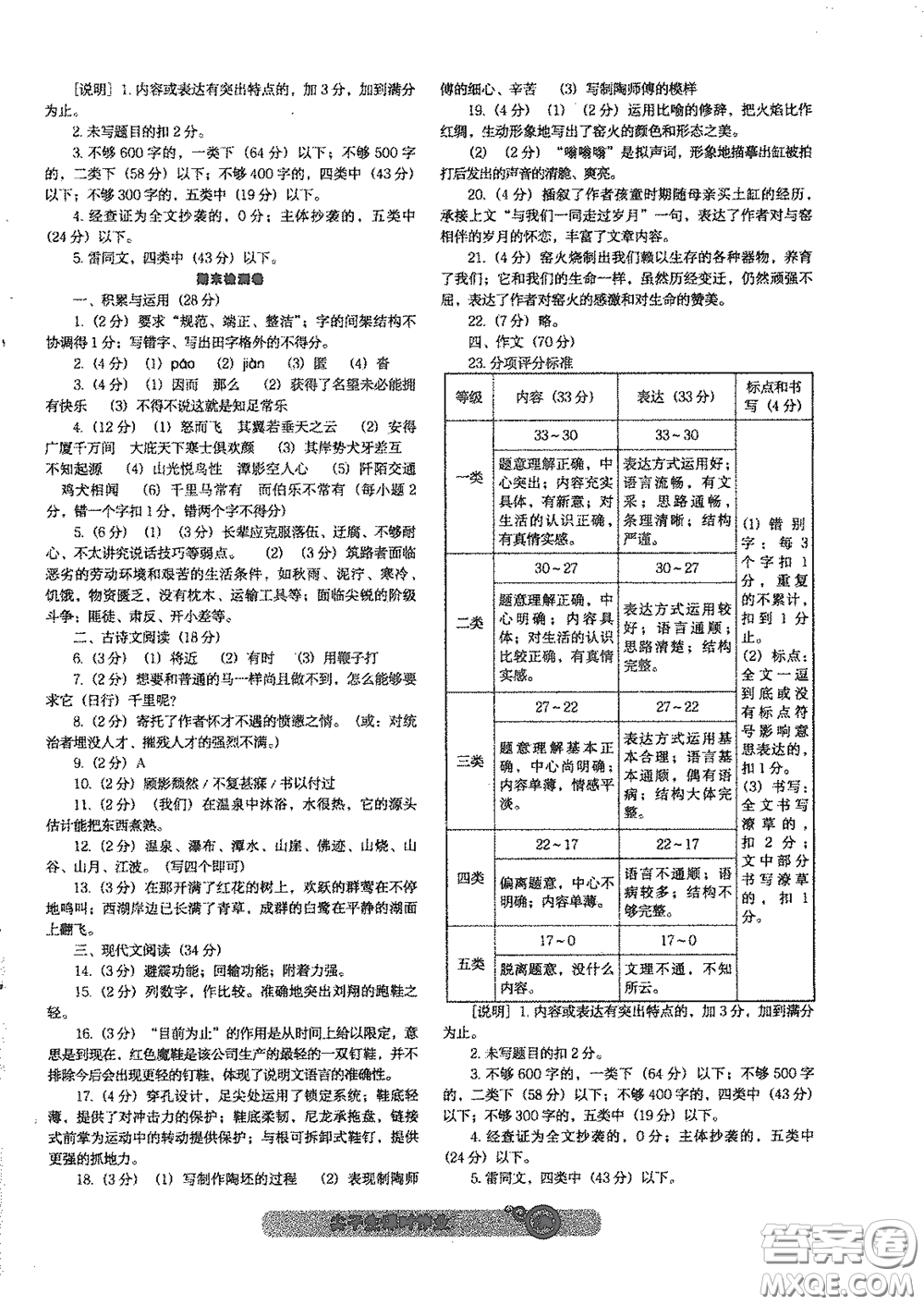 遼寧教育出版社2021尖子生新課堂課時作業(yè)八年級語文下冊人教版答案