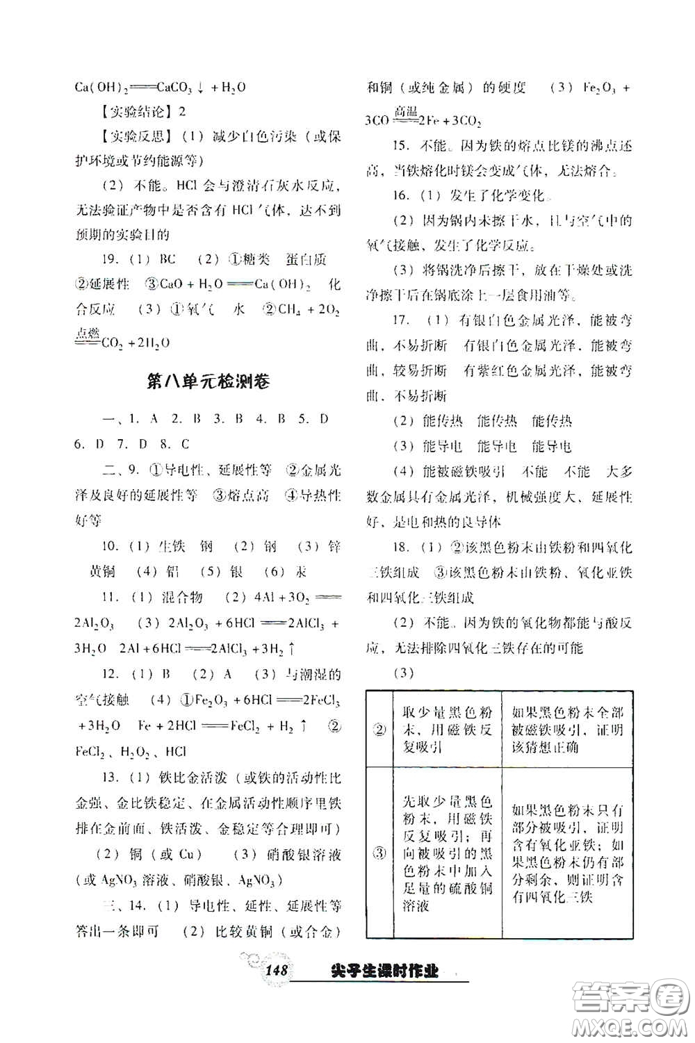 遼寧教育出版社2021尖子生新課堂課時(shí)作業(yè)九年級化學(xué)下冊人教版答案