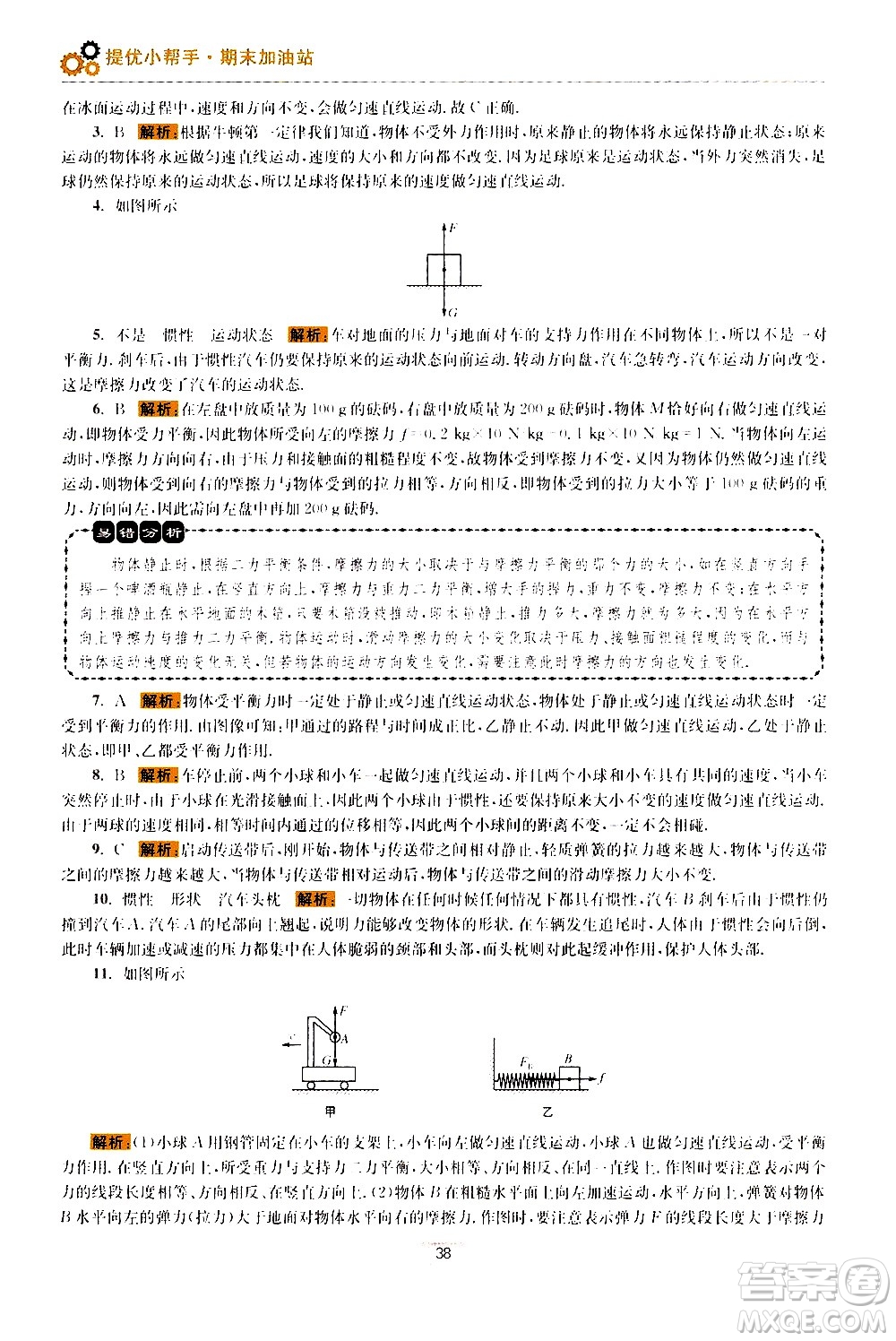 江蘇鳳凰科學(xué)技術(shù)出版社2021初中物理小題狂做期末加油站八年級(jí)下冊(cè)蘇科版答案