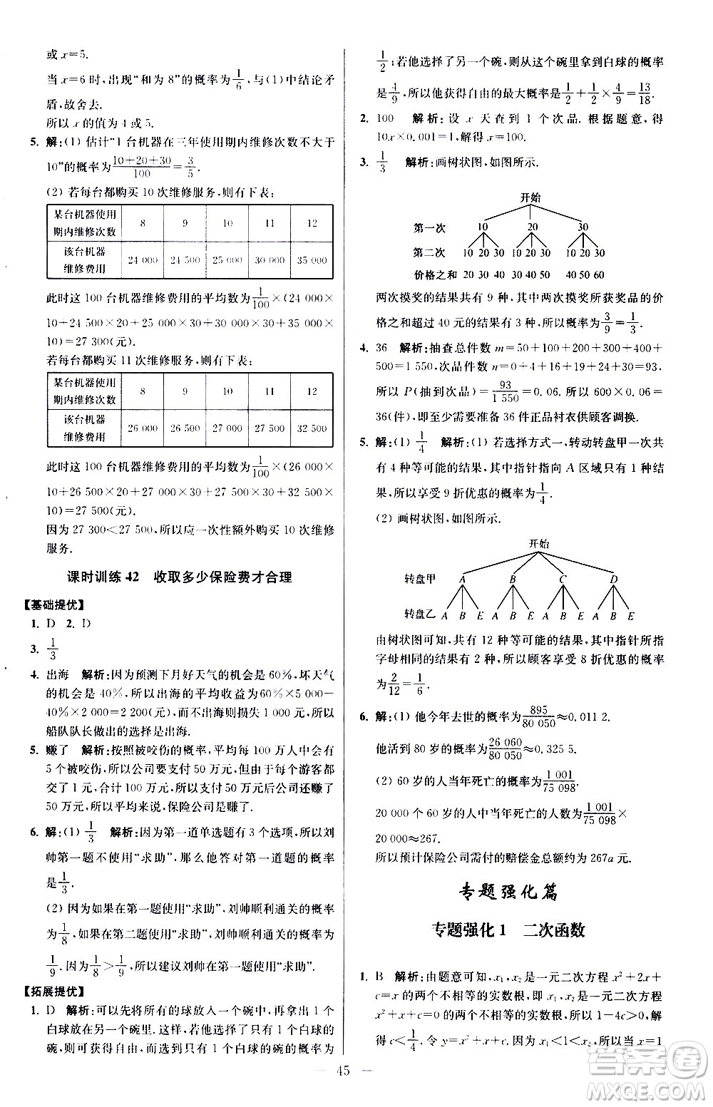 江蘇鳳凰科學(xué)技術(shù)出版社2021初中數(shù)學(xué)小題狂做提優(yōu)版九年級(jí)下冊(cè)蘇科版答案