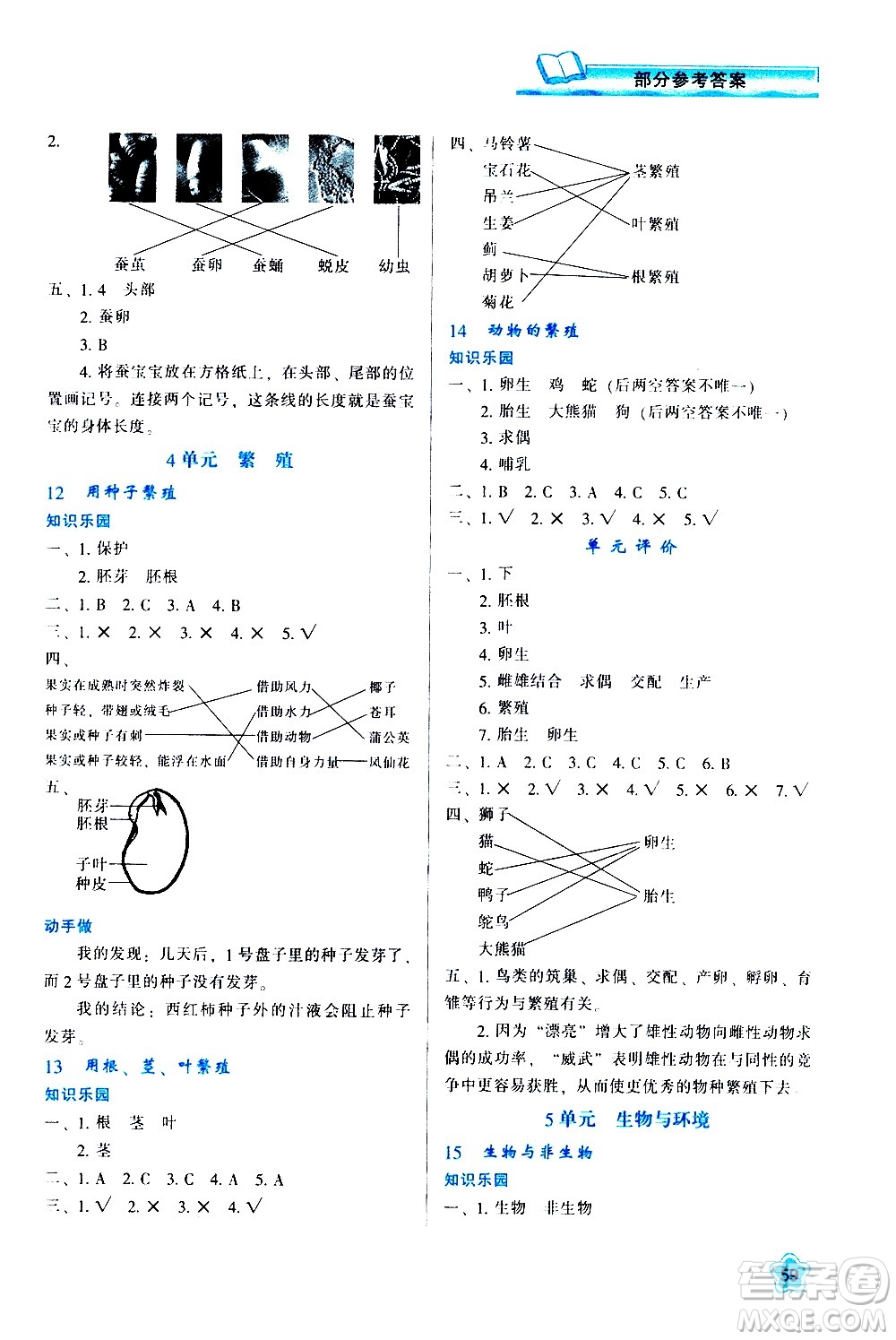 陜西人民教育出版社2021新課程學(xué)習(xí)與評價(jià)四年級(jí)科學(xué)下B蘇教版答案