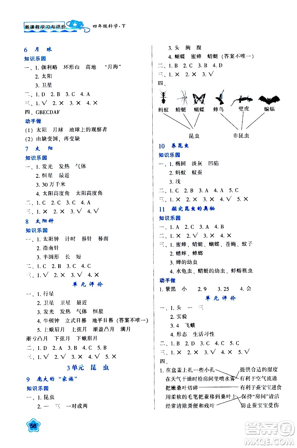 陜西人民教育出版社2021新課程學(xué)習(xí)與評價(jià)四年級(jí)科學(xué)下B蘇教版答案