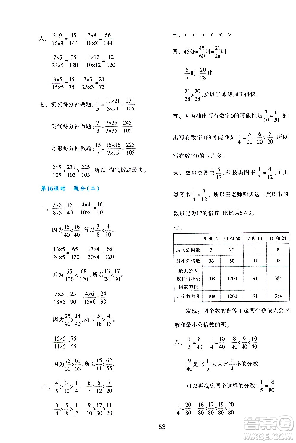 陜西人民教育出版社2021新課程學(xué)習(xí)與評(píng)價(jià)五年級(jí)數(shù)學(xué)下A人教版答案