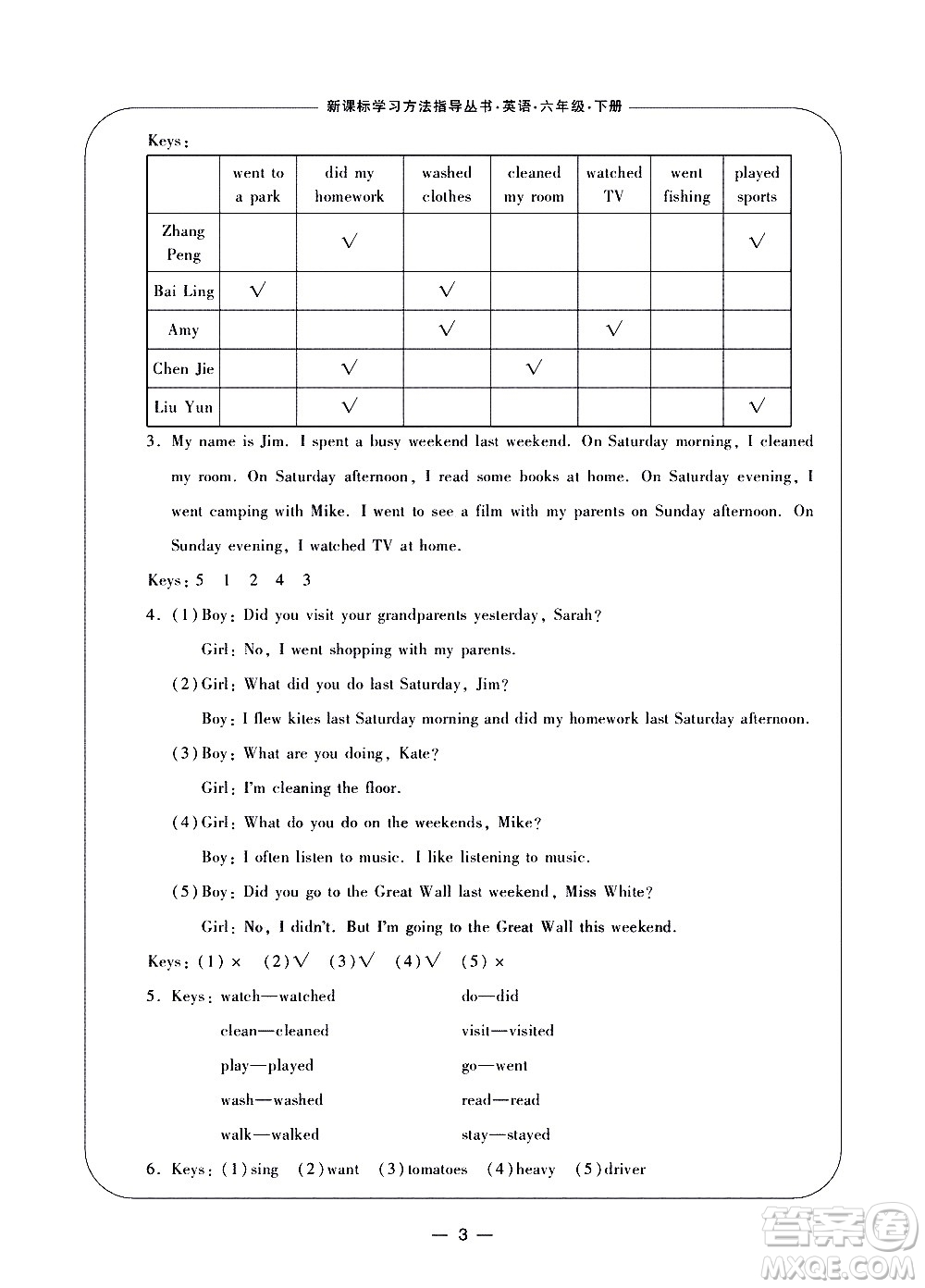 寧波出版社2021學(xué)習(xí)方法指導(dǎo)叢書英語六年級(jí)下冊(cè)人教版答案