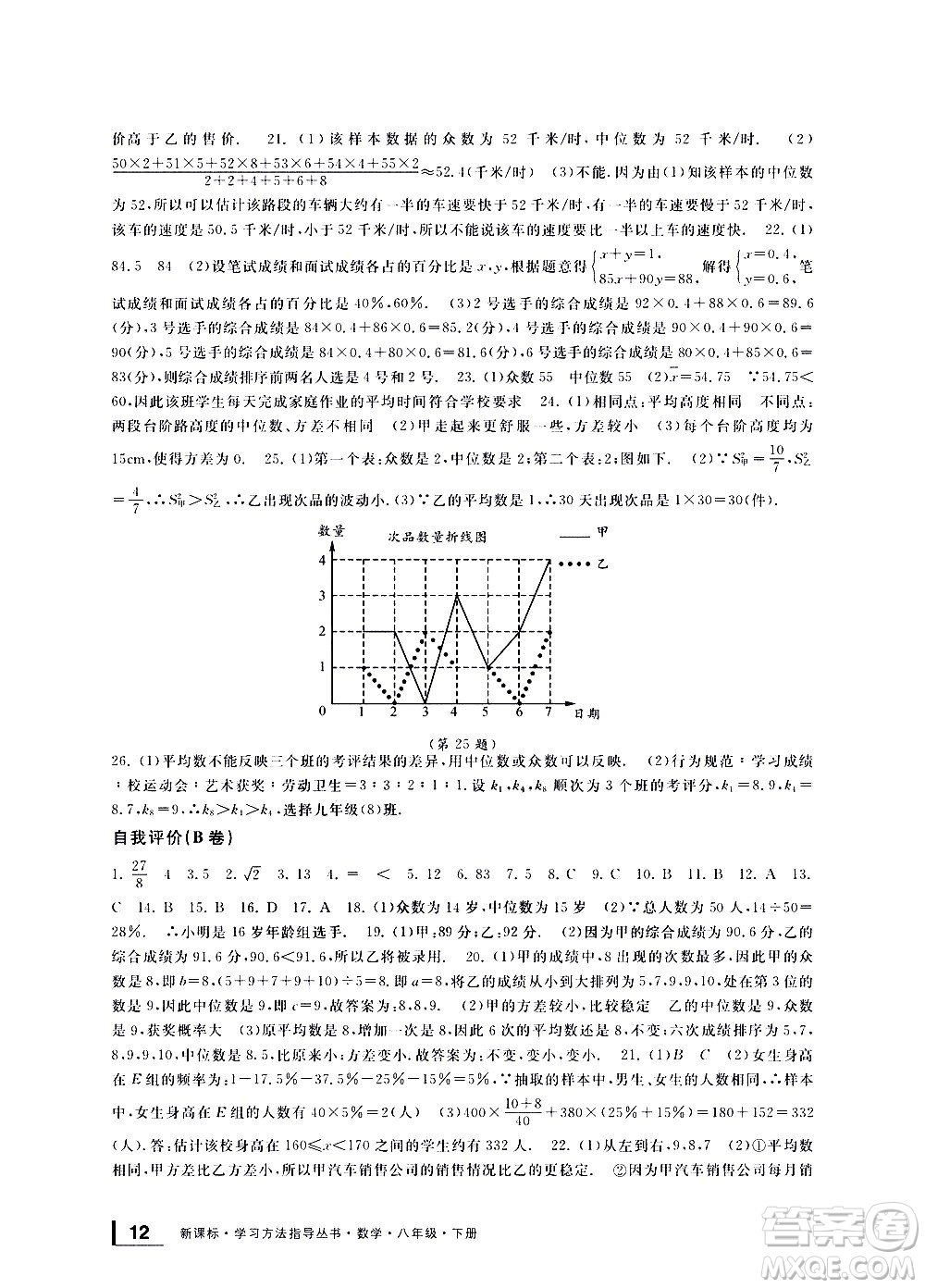 寧波出版社2021學(xué)習(xí)方法指導(dǎo)叢書數(shù)學(xué)八年級下冊浙教版答案