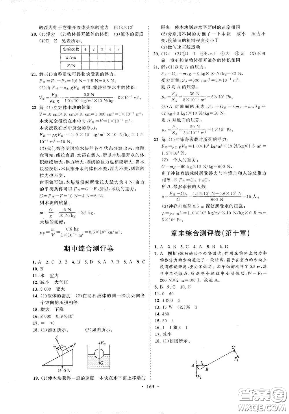 海南出版社2021新課程同步練習(xí)冊八年級物理下冊滬科版答案