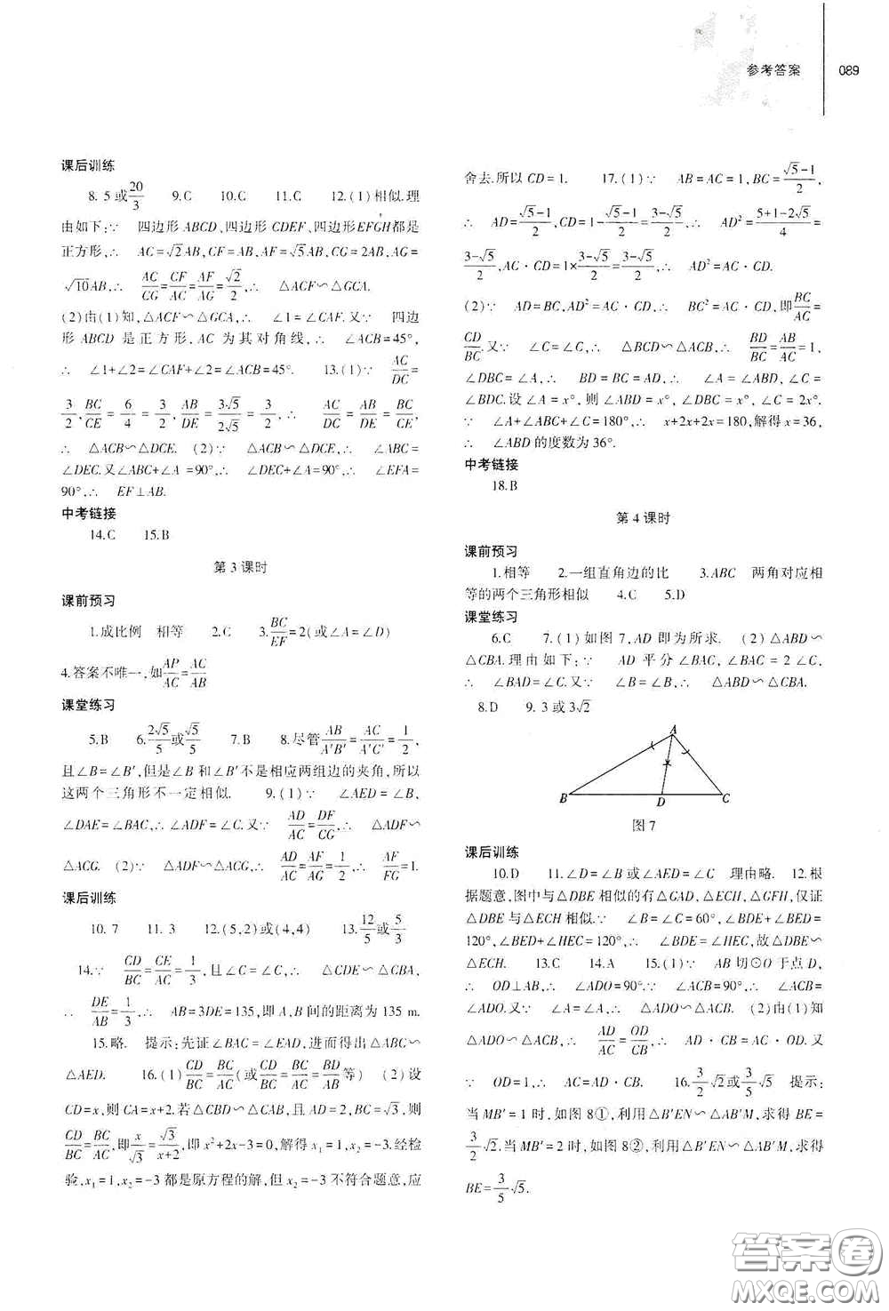 大象出版社2021初中同步練習(xí)冊(cè)九年級(jí)數(shù)學(xué)下冊(cè)人教版山東專版答案