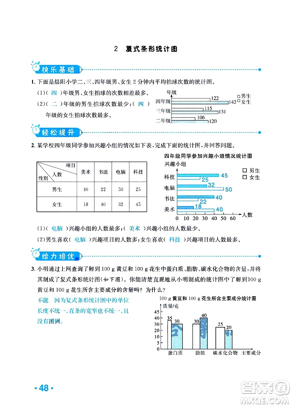 新疆青少年出版社2021小學一課一練課時達標數學四年級下冊RJ人教版答案