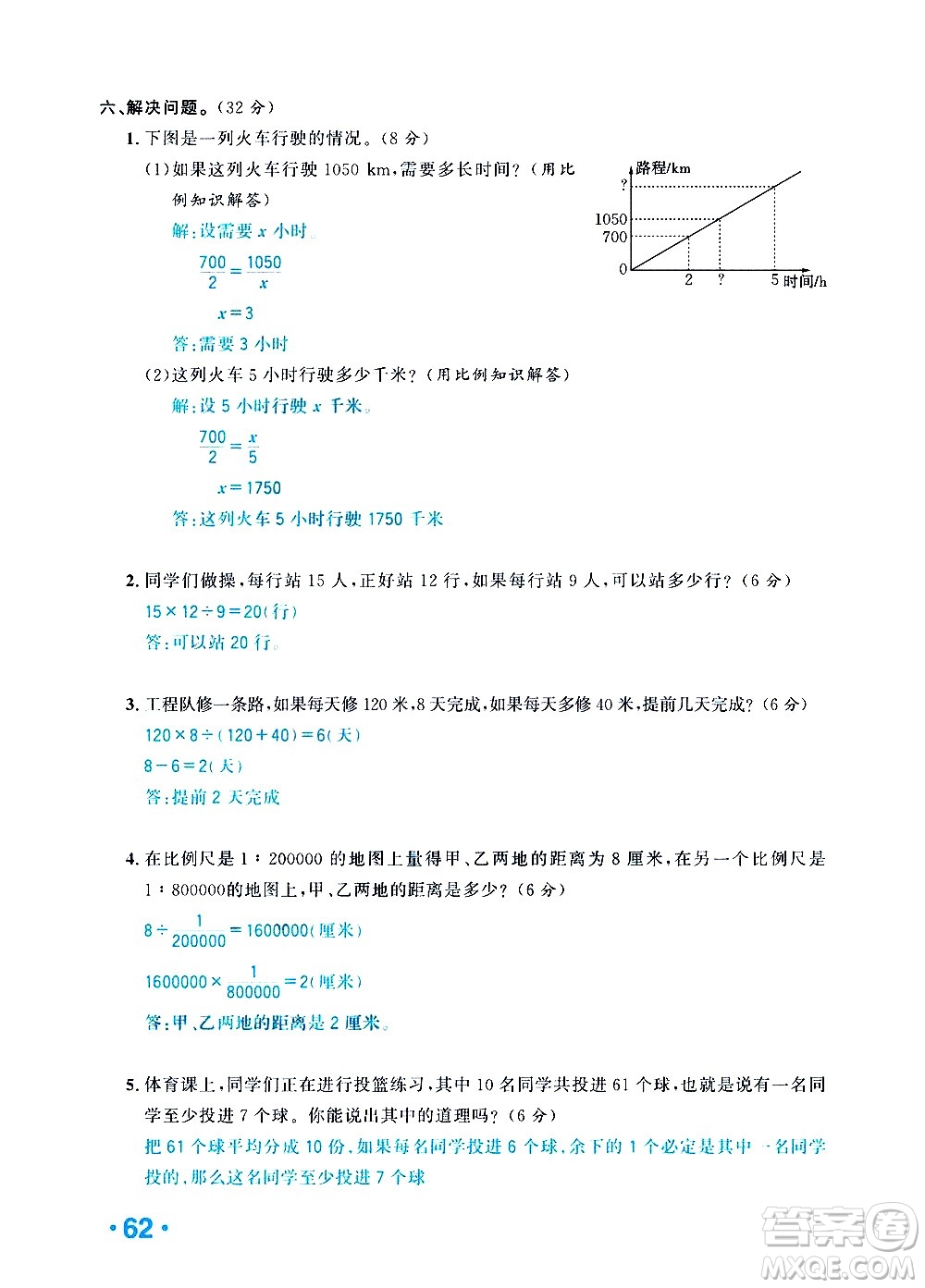 新疆青少年出版社2021小學(xué)一課一練課時達(dá)標(biāo)數(shù)學(xué)六年級下冊RJ人教版答案