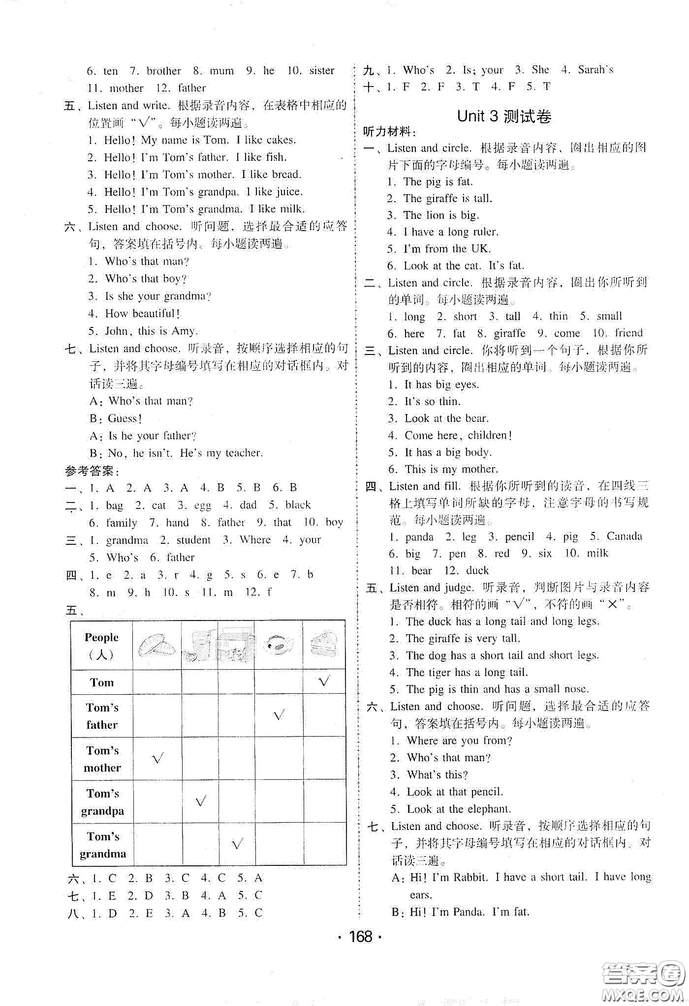 華翰文化2021教與學(xué)課時(shí)學(xué)練測(cè)三年級(jí)英語(yǔ)下冊(cè)人教版答案