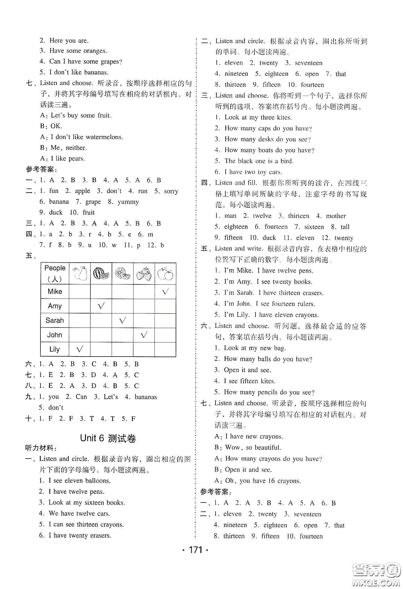 華翰文化2021教與學(xué)課時(shí)學(xué)練測(cè)三年級(jí)英語(yǔ)下冊(cè)人教版答案