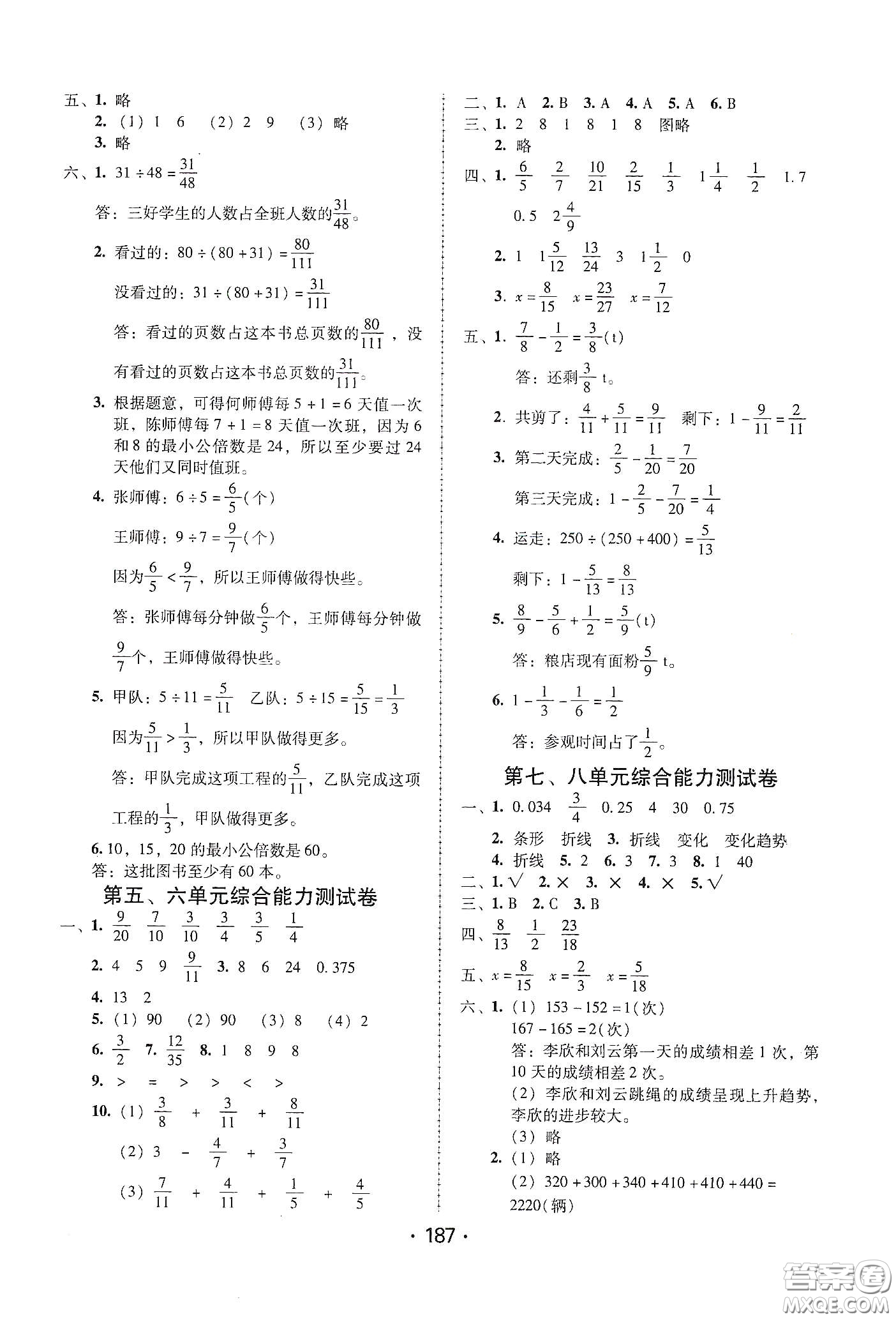 華翰文化2021教與學課時學練測五年級數(shù)學下冊人教版答案