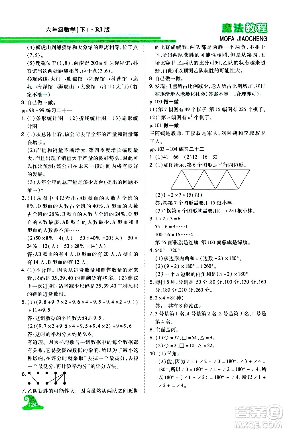 江西美術出版社2021魔法教程數(shù)學六年級下冊精解版RJ人教版答案