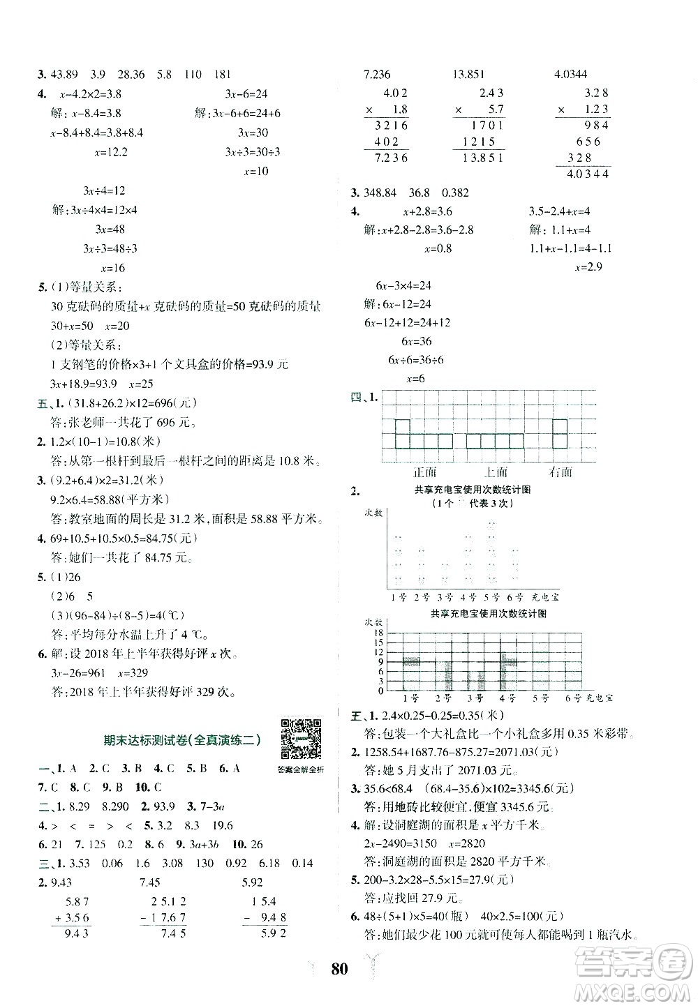 陜西師范大學(xué)出版總社有限公司2021小學(xué)學(xué)霸沖A卷數(shù)學(xué)四年級下冊BS北師大版答案