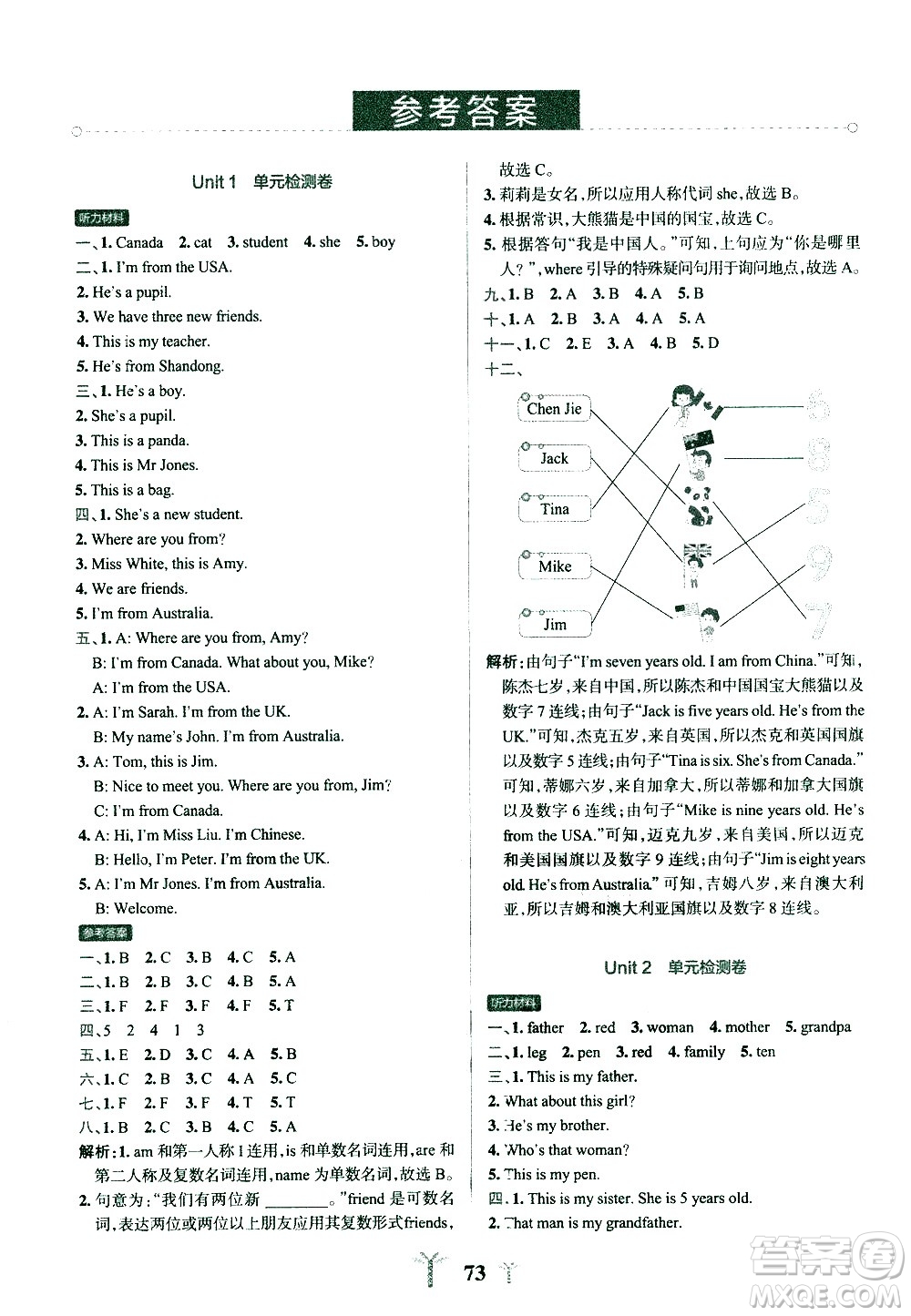 陜西師范大學(xué)出版總社有限公司2021小學(xué)學(xué)霸沖A卷英語(yǔ)三年級(jí)下冊(cè)RJ人教版答案