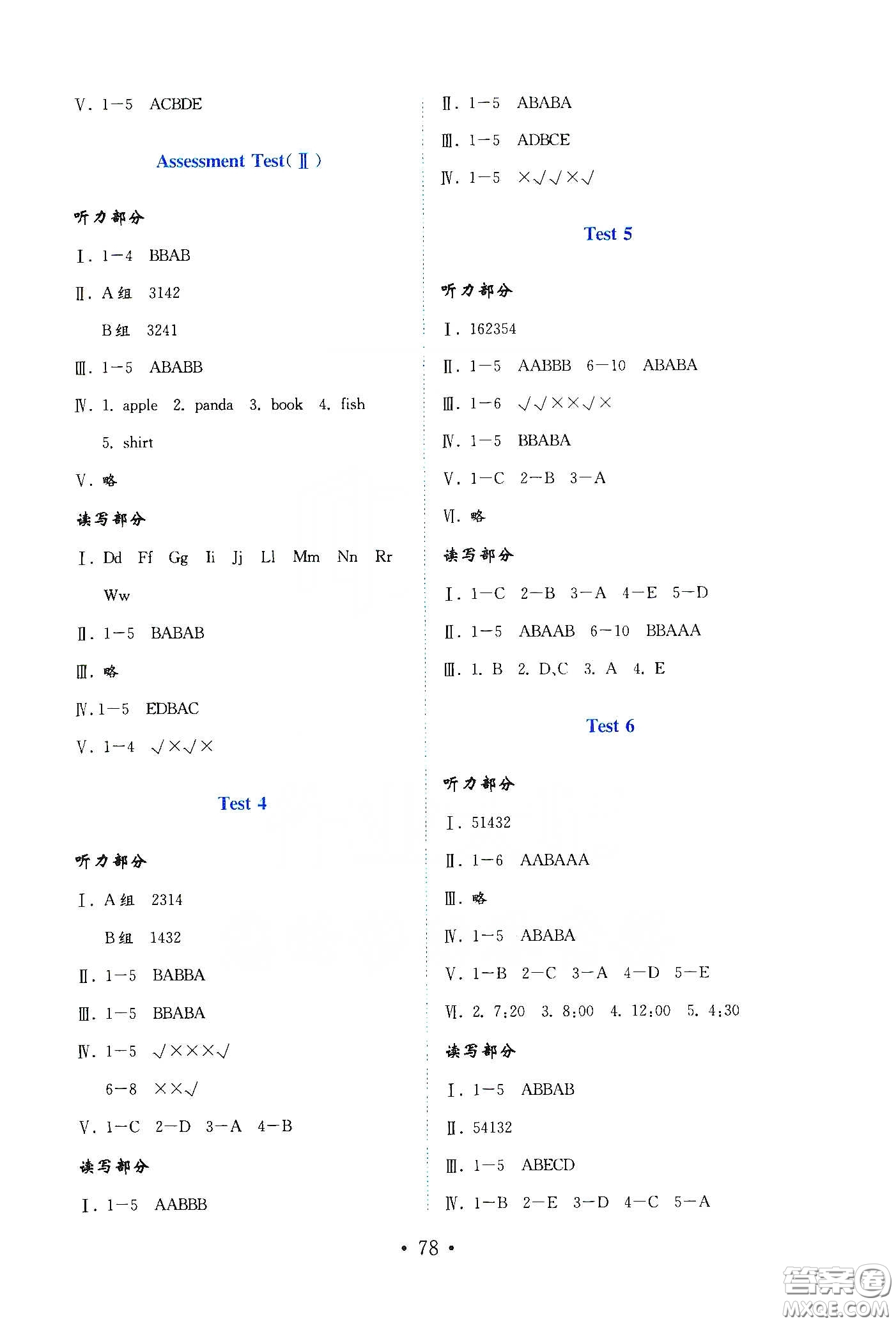 山東教育出版社2021金版小學(xué)英語(yǔ)試卷金鑰匙三年級(jí)下冊(cè)三年級(jí)起點(diǎn)答案