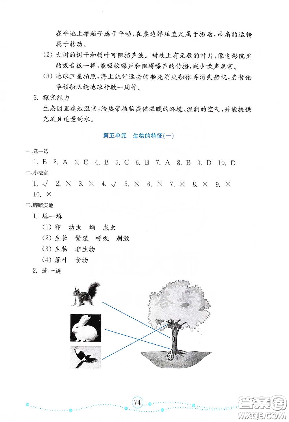 山東教育出版社2021金版小學(xué)科學(xué)試卷金鑰匙四年級(jí)下冊(cè)答案